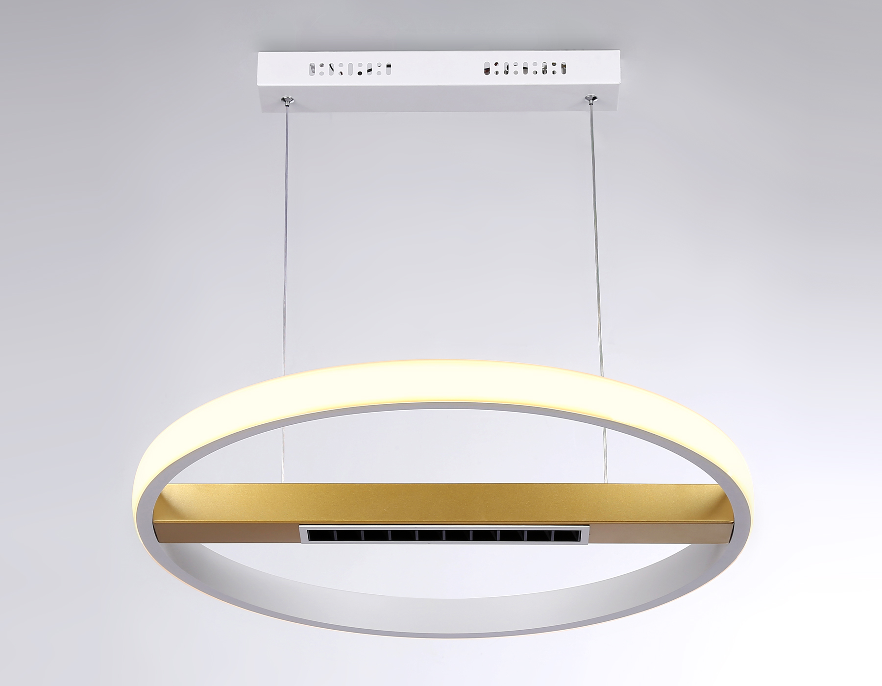 Подвесной светодиодный светильник с пультом управления FL51488 WH/GD белый/золото 62W 3000K-6400K D600*1000 (ПДУ ИК)