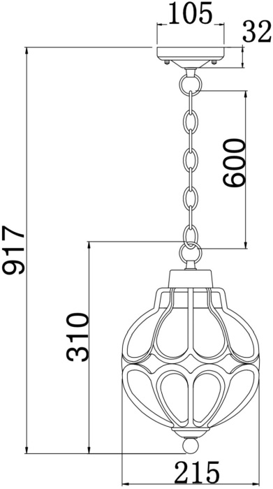 Уличный светильник подвесной IP44 Maytoni Via O024PL-01G (o024pl-01g)