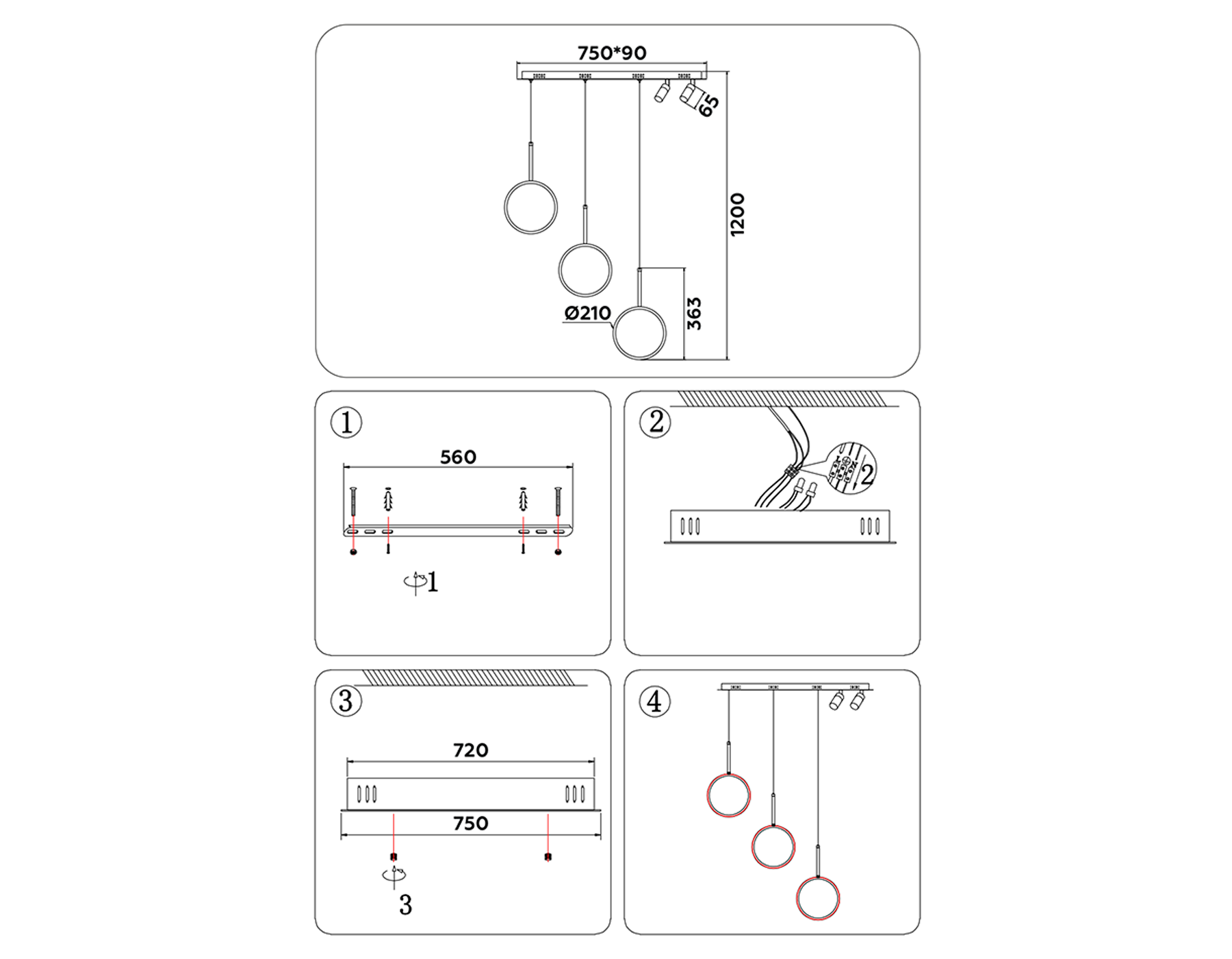 Подвесной светодиодный светильник с пультом FL5277/3+2 WH белый 59W 3000K/4200K/6400K+4200K 800*200*1200 (ПДУ ИК)