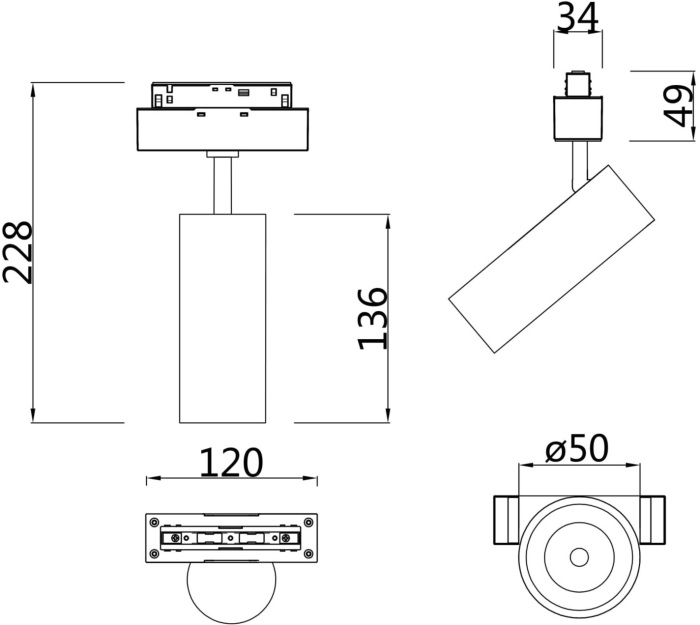Трековый светильник Focus Led S35 3000K 9Вт 24 магнитный Maytoni Technical TR019-2-10W3K-W (tr019_2_10w3k_w)