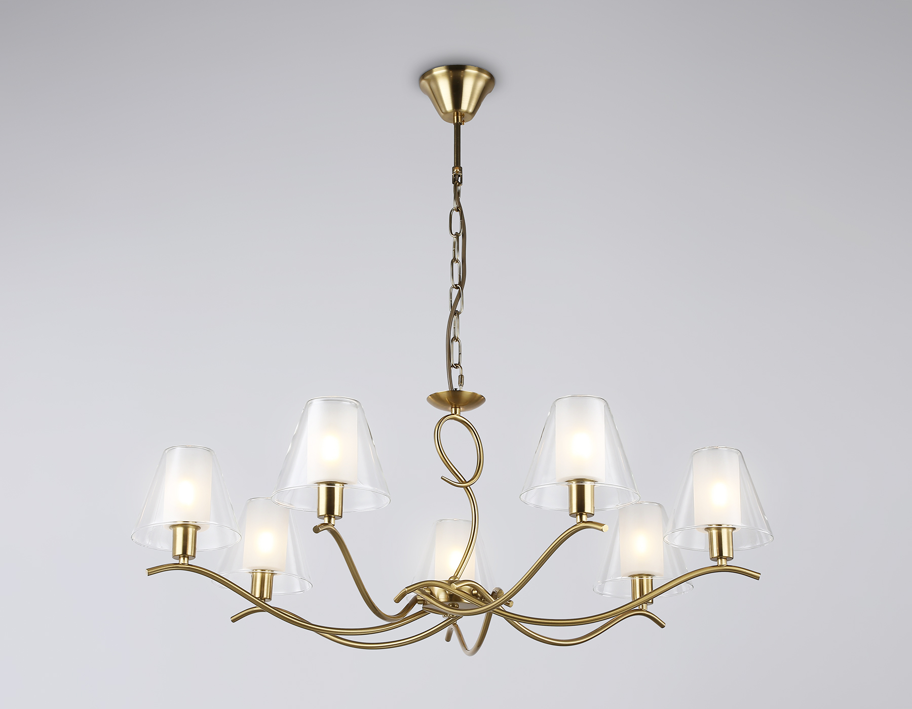 Подвесная люстра со стеклянными плафонами LH57093/7 BS/FR латунь/белый матовый E14/7 max 40W D840*790