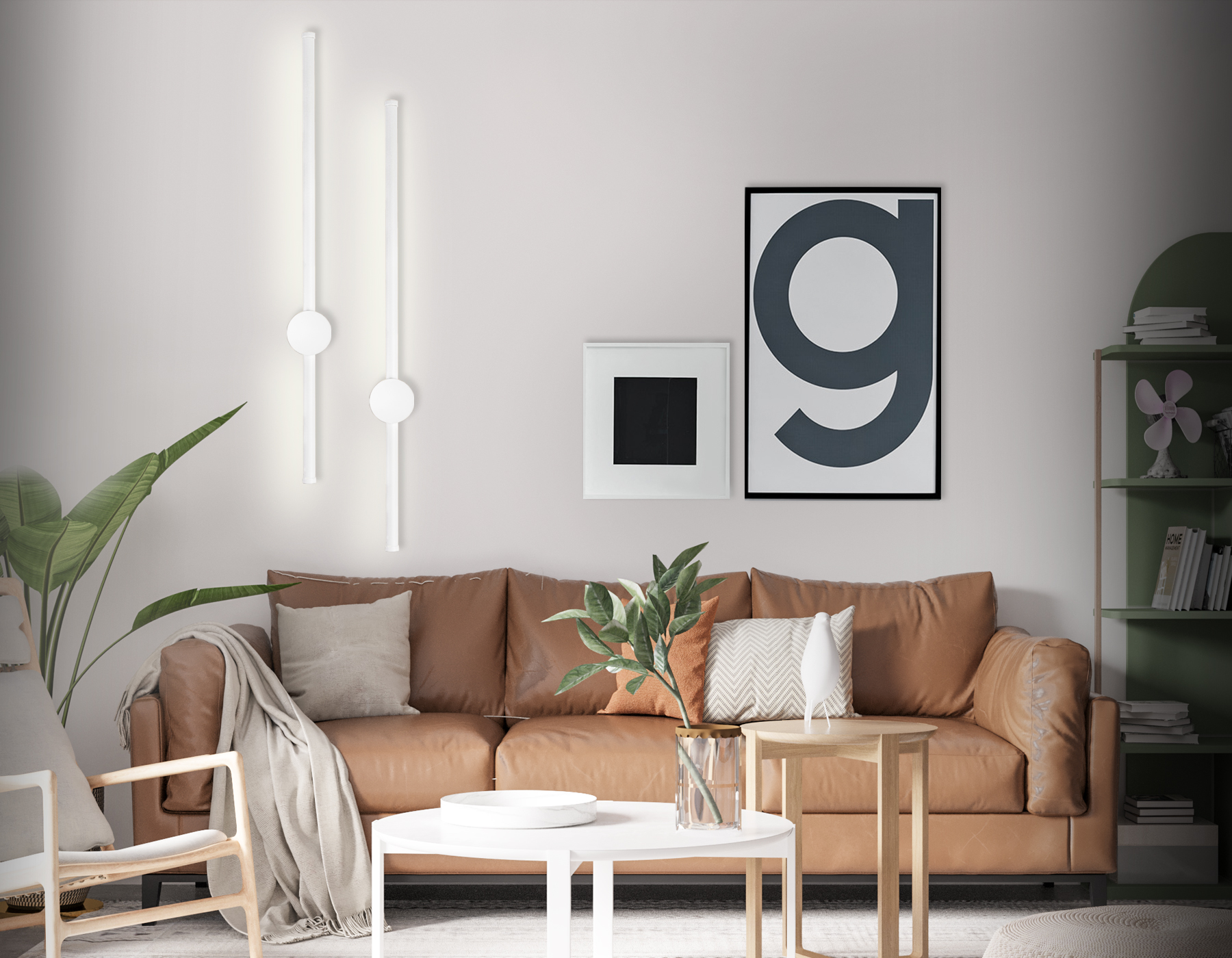 Настенный светодиодный светильник FL5201 SWH белый песок LED 3000K 8W 600*60*100