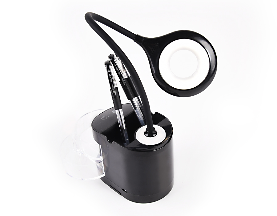 Настольная светодиодная лампа со встроенной аккумулятороной батареей и органайзером DE562 BK черный LED 4200K 4W