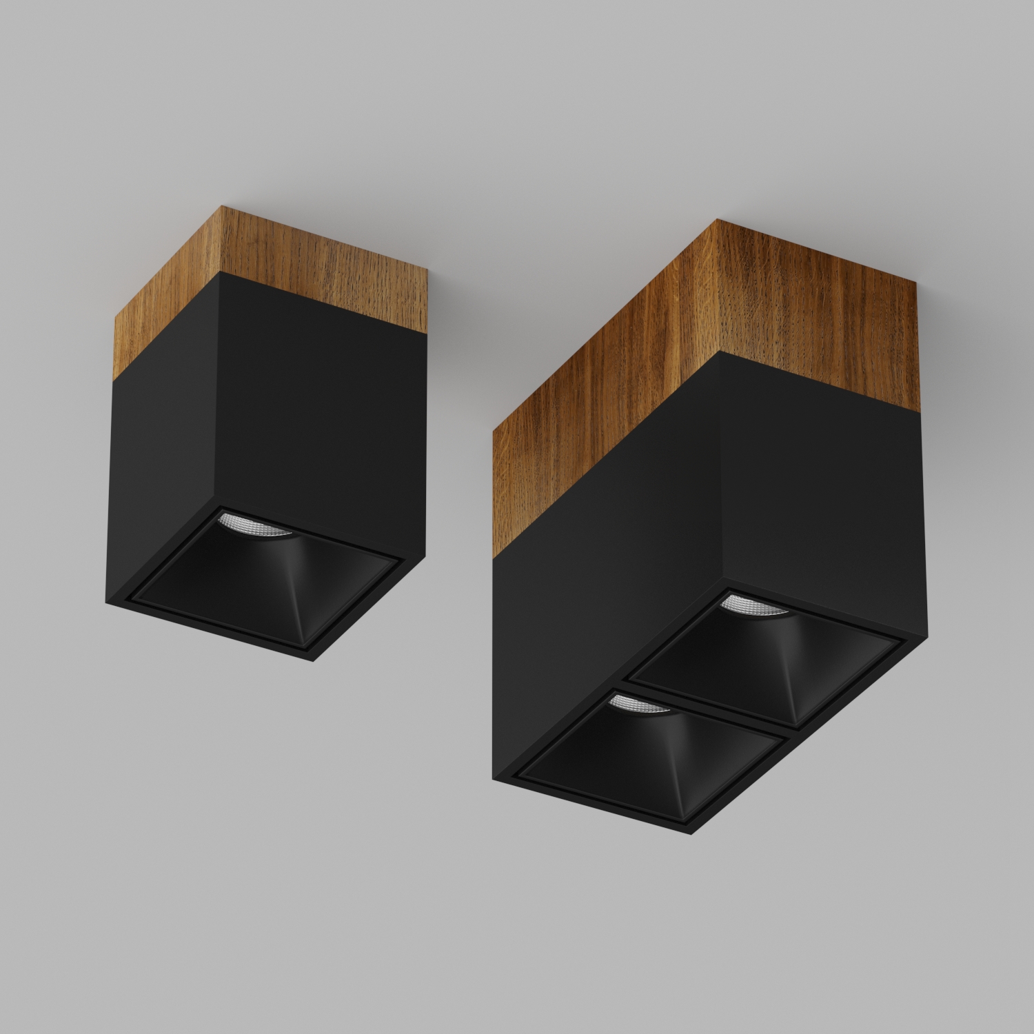 Накладной светодиодный светильник Ledron KUBING 2 Wooden 160 Black (4493)