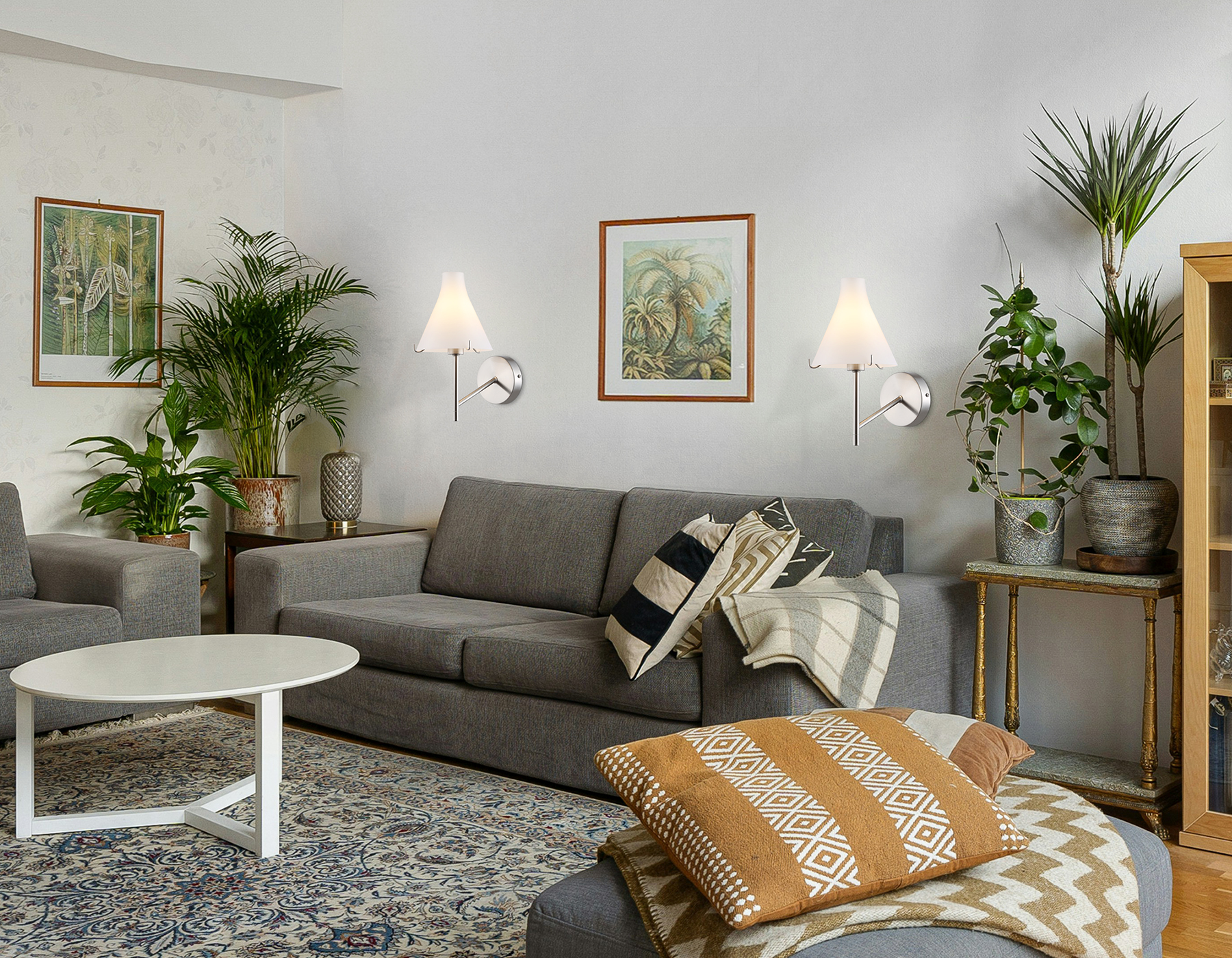 Настенный светильник LH57127 SN/FR никель/белый матовый E14 max 40W 210*150*280