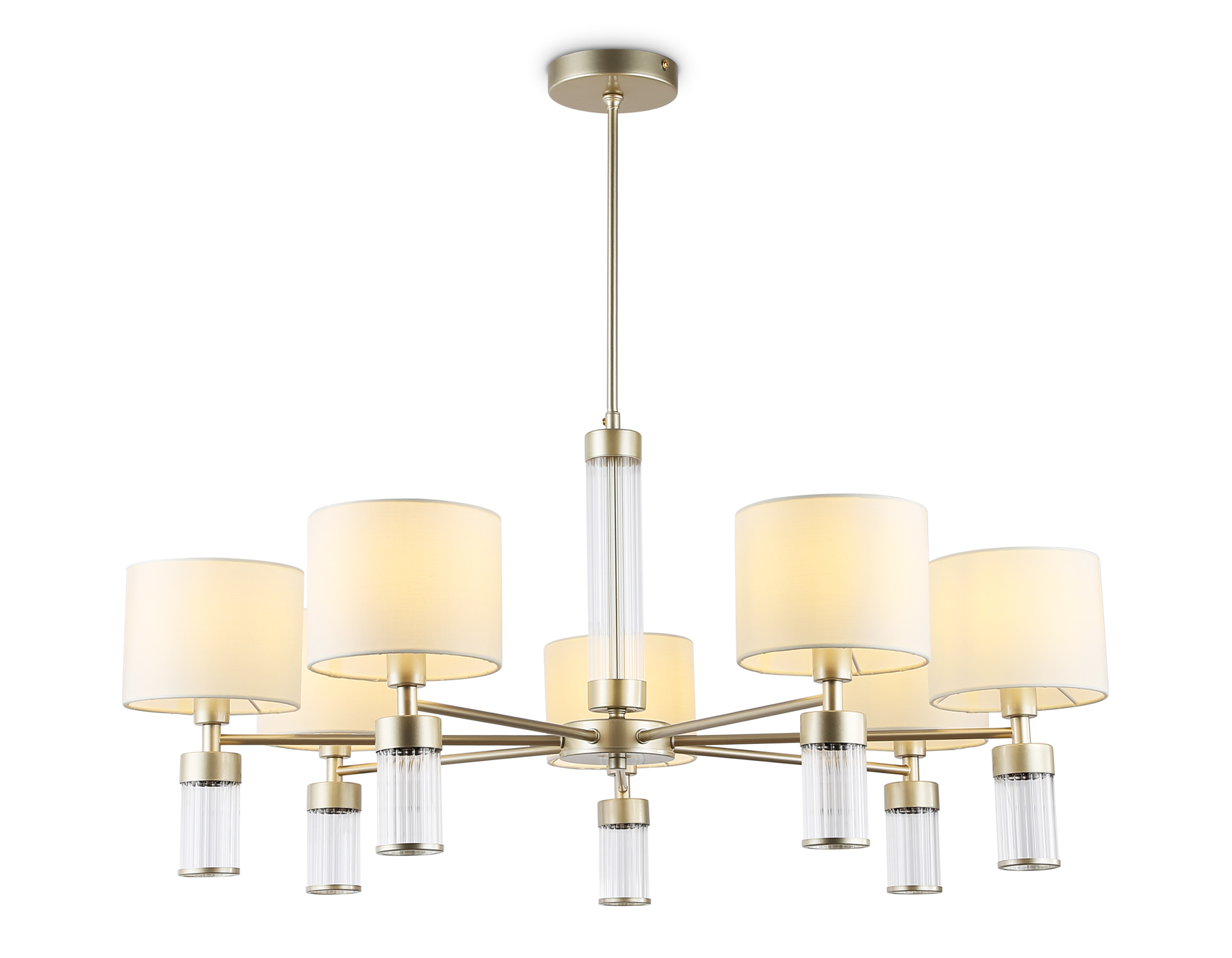 Люстра с абажурами на штанге LH71303/7 CGD/WH золото/белый E14/7 max 40W D860*740