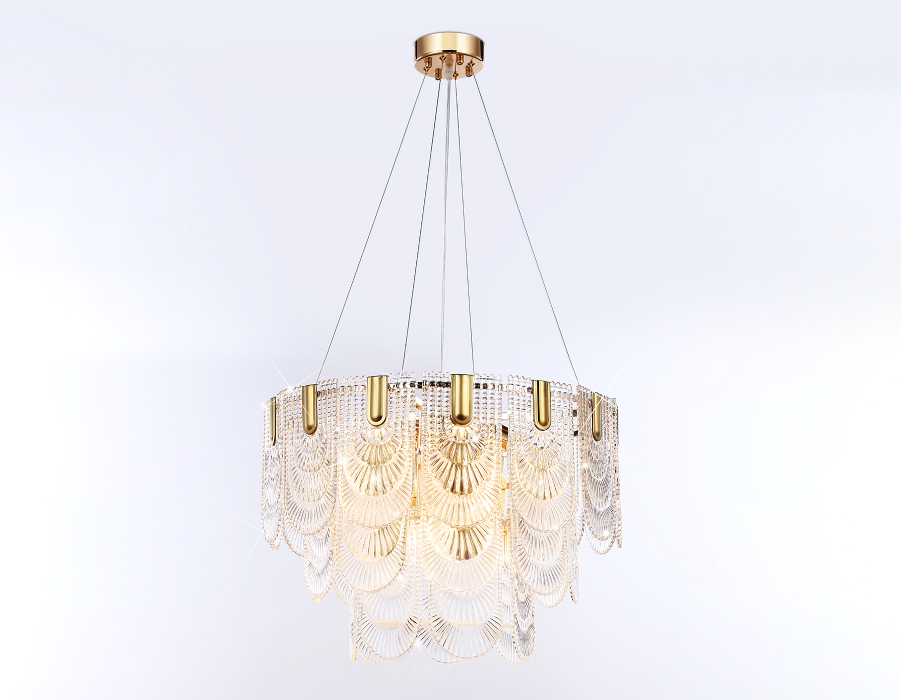 Подвесная люстра с хрусталем TR5388/12 GD/FR золото/белый матовый E27*12 max 40W D600*400