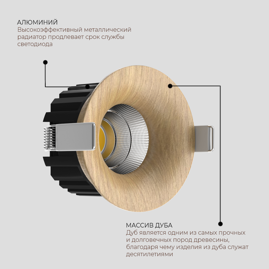 Встраиваемый светодиодный светильник Ledron LOFT Wooden TRIAC (10353)