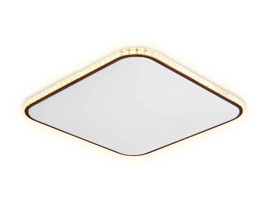 Потолочный светодиодный светильник с пультом и дополнительной подсветкой FF76 WH/CF белый/кофе 72W+30W 490*490*60 (ПДУ ИК)