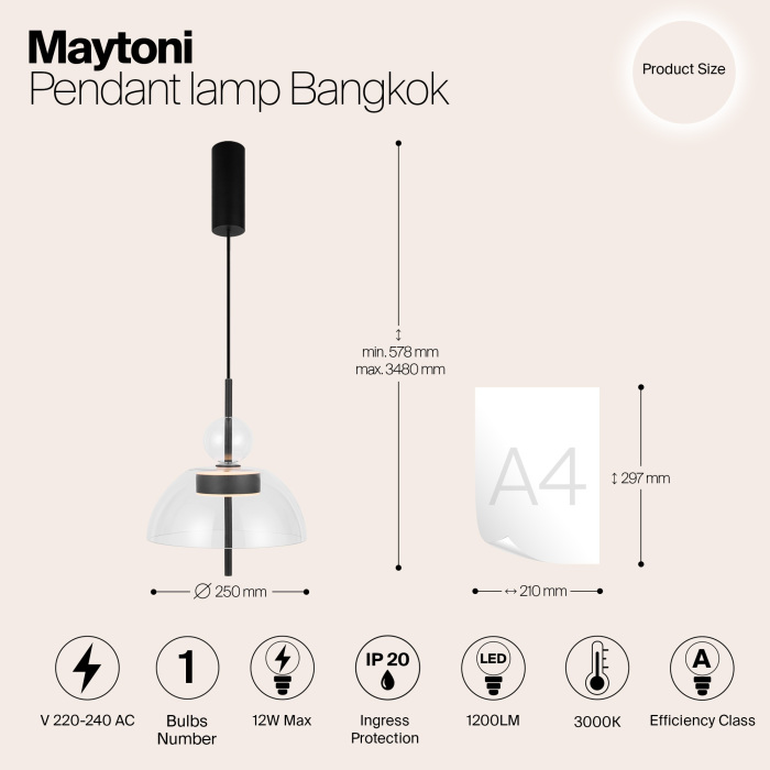 Подвесной светильник Maytoni Bangkok MOD185PL-L6B3K1 (mod185pl-l6b3k1)