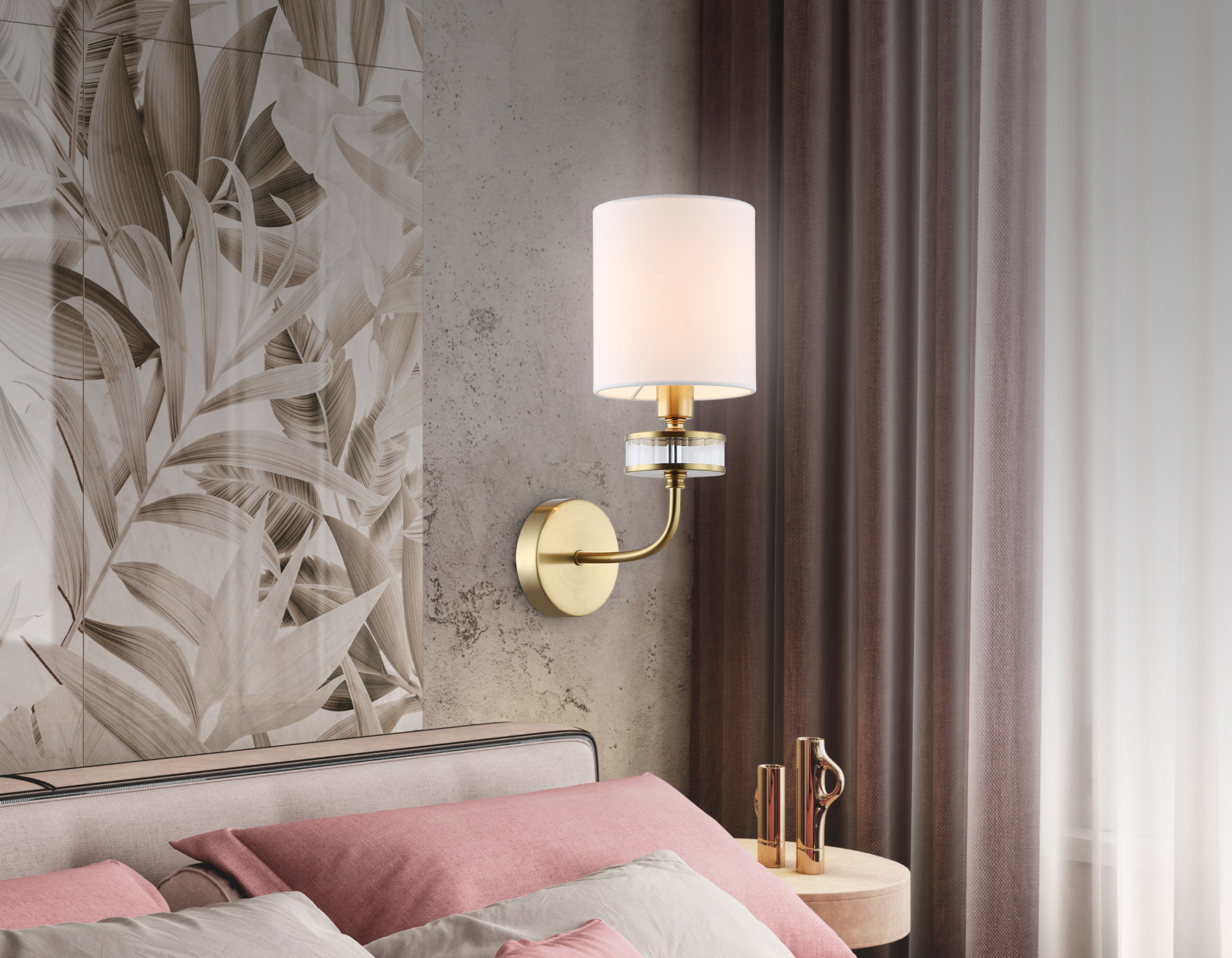 Настенный светильник с абажуром LH71255 BS/WH латунь/белый E14 max 40W 210*160*310