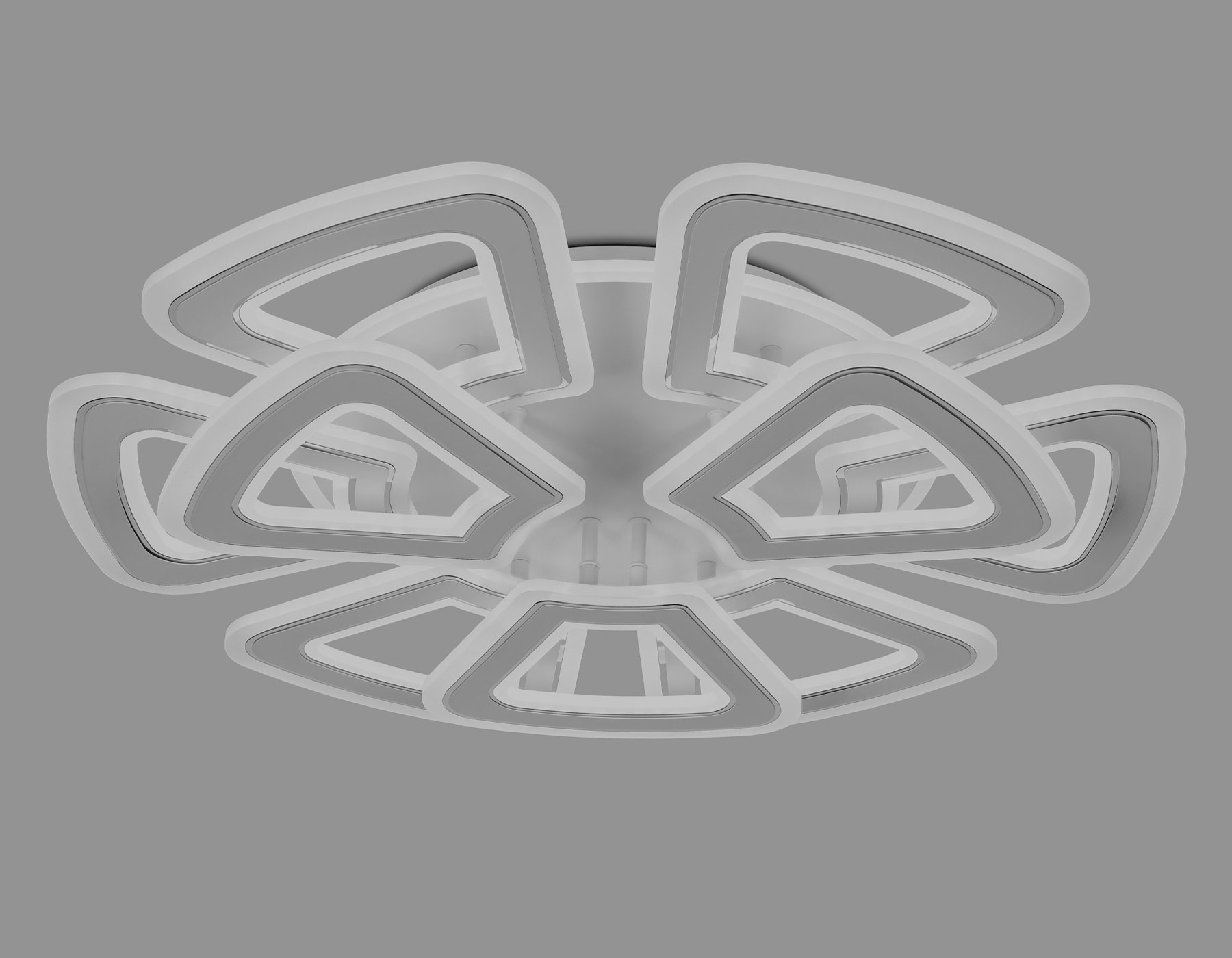 Управляемый светодиодный светильник FA8892/6+3 WH/CH белый/хром 210W 3000K/4200K/6400K 650*640*130 (ПДУ РАДИО 2.4G)