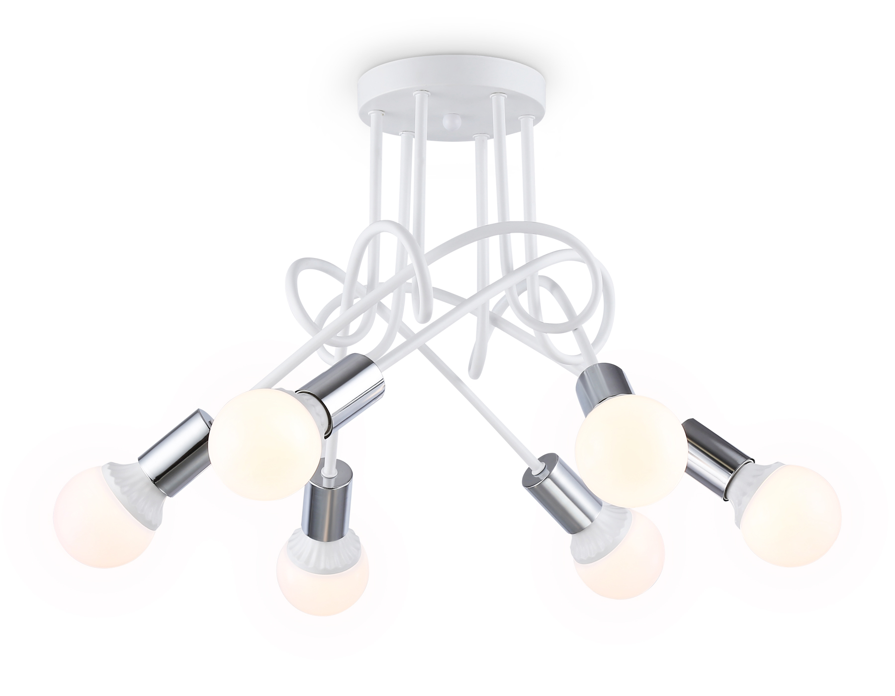 Потолочный светильник в стиле лофт TR80417/6 WH/CH белый/хром E27/6 max 60W D690*370