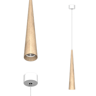 Подвесной накладной светильник WoodCone White под сменную лампу (11075)