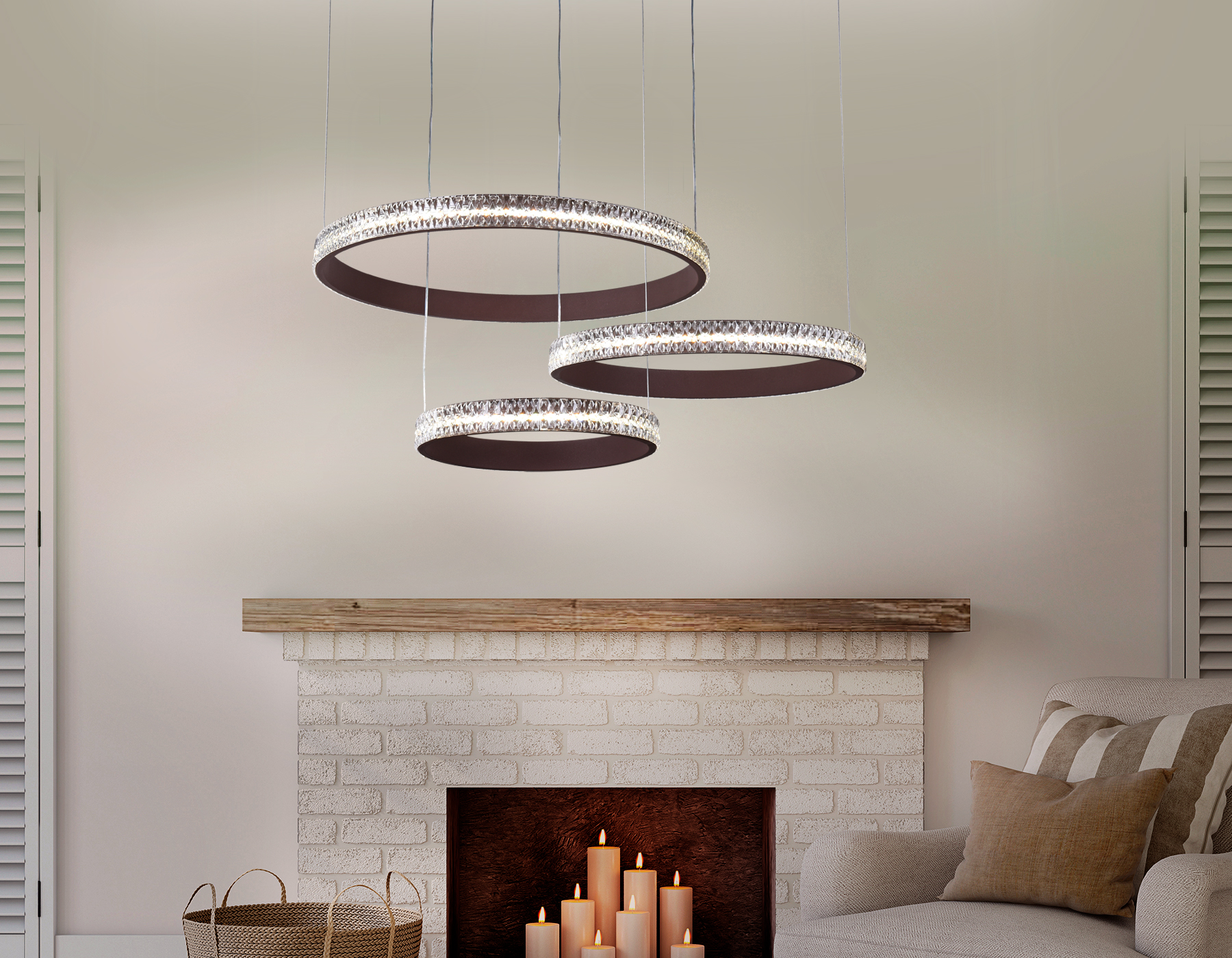 Подвесной светодиодный светильник с пультом FA6162 CF кофе 99W 720*500*900 (ПДУ РАДИО 2.4)