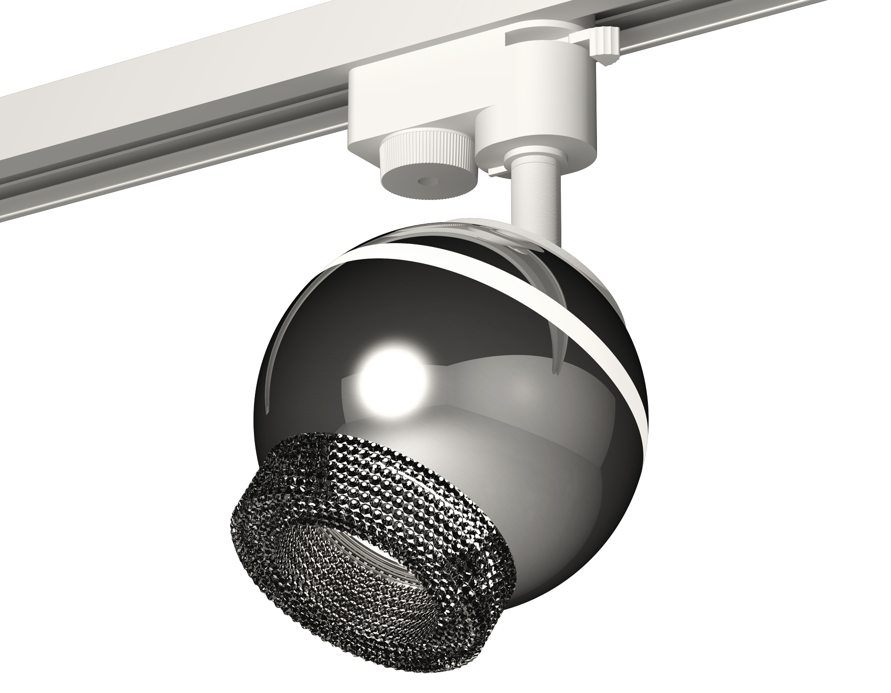 Комплект трекового однофазного светильника с подсветкой XT1104002 PSL/BK серебро полированное/тонированный GU5.3 LED 3W 4200K (A2520, C1104, N7192)