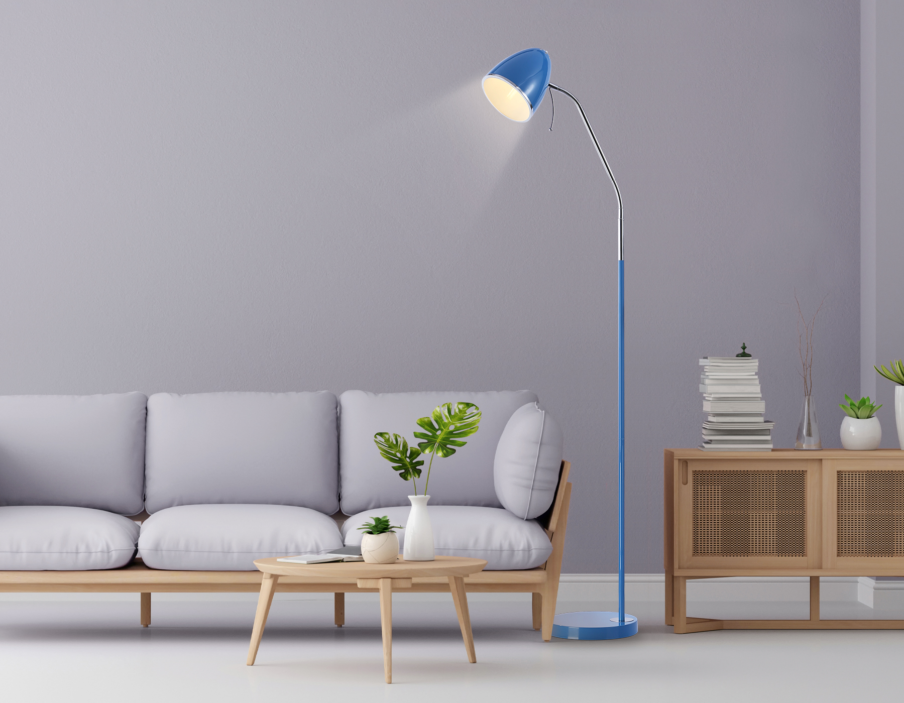 Светильник напольный с выключателем на проводе TR97691 BL синий E27 max 40W D150*1540