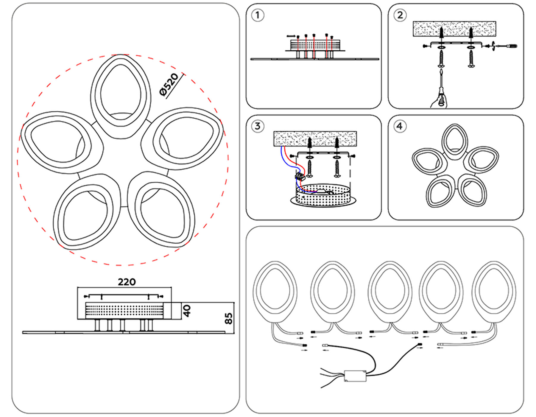Потолочный светодиодный светильник с пультом FA4492/5 WH белый 4200K/3000K/6400K 63W D520*85 (ПДУ ИК)