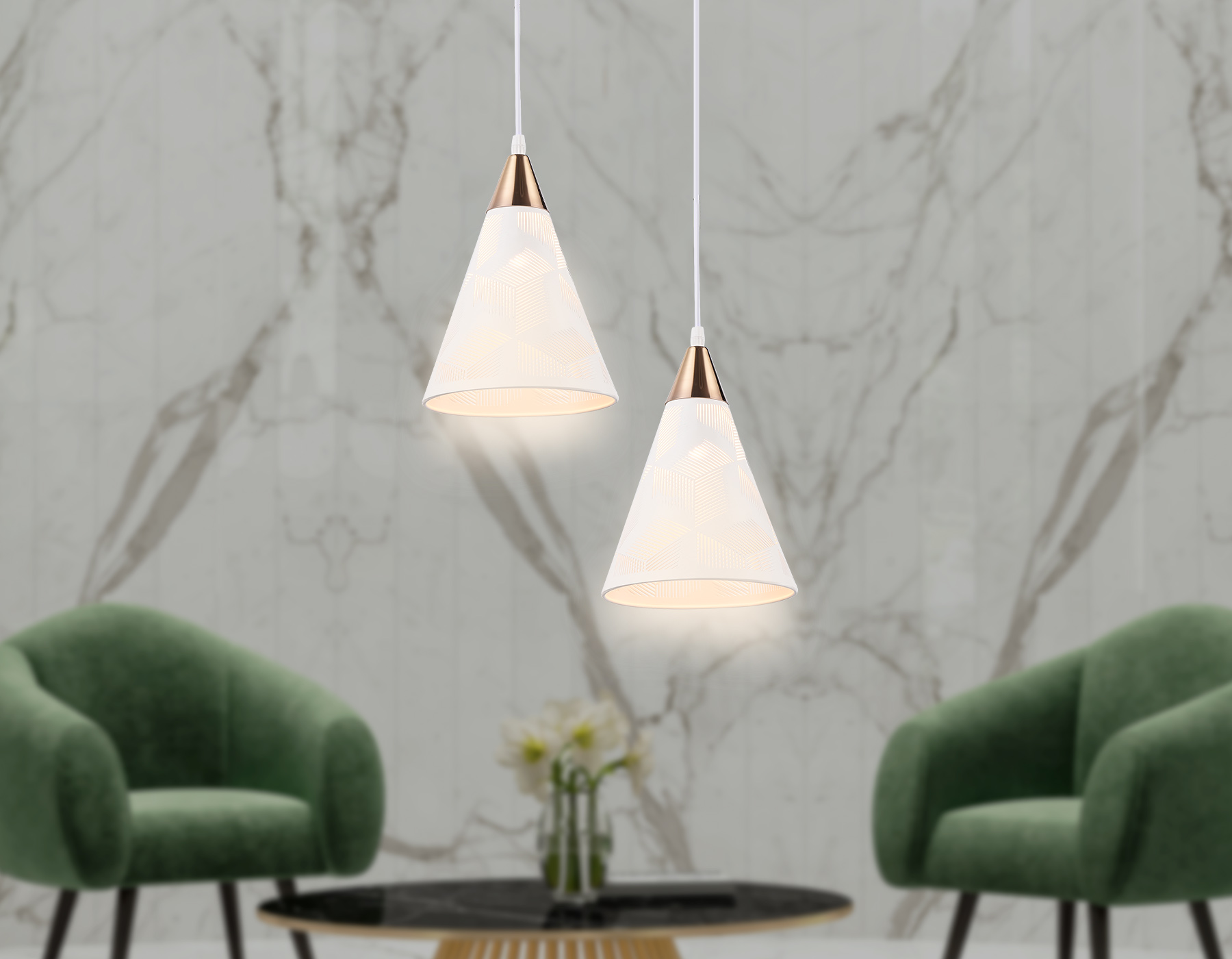 Подвесной светильник TR8429 WH/FGD белый/золото E27 max 40W D180*800