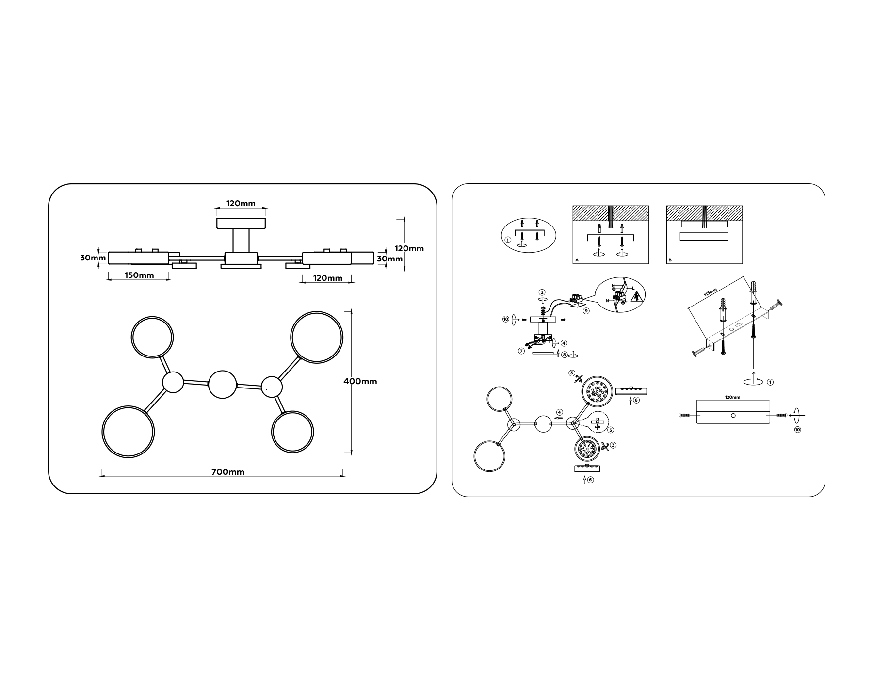 Люстра светодиодная на штанге FL4858/4 WH/WD белый/дерево 60W 3000-6000K 700*400*120 (без ПДУ)