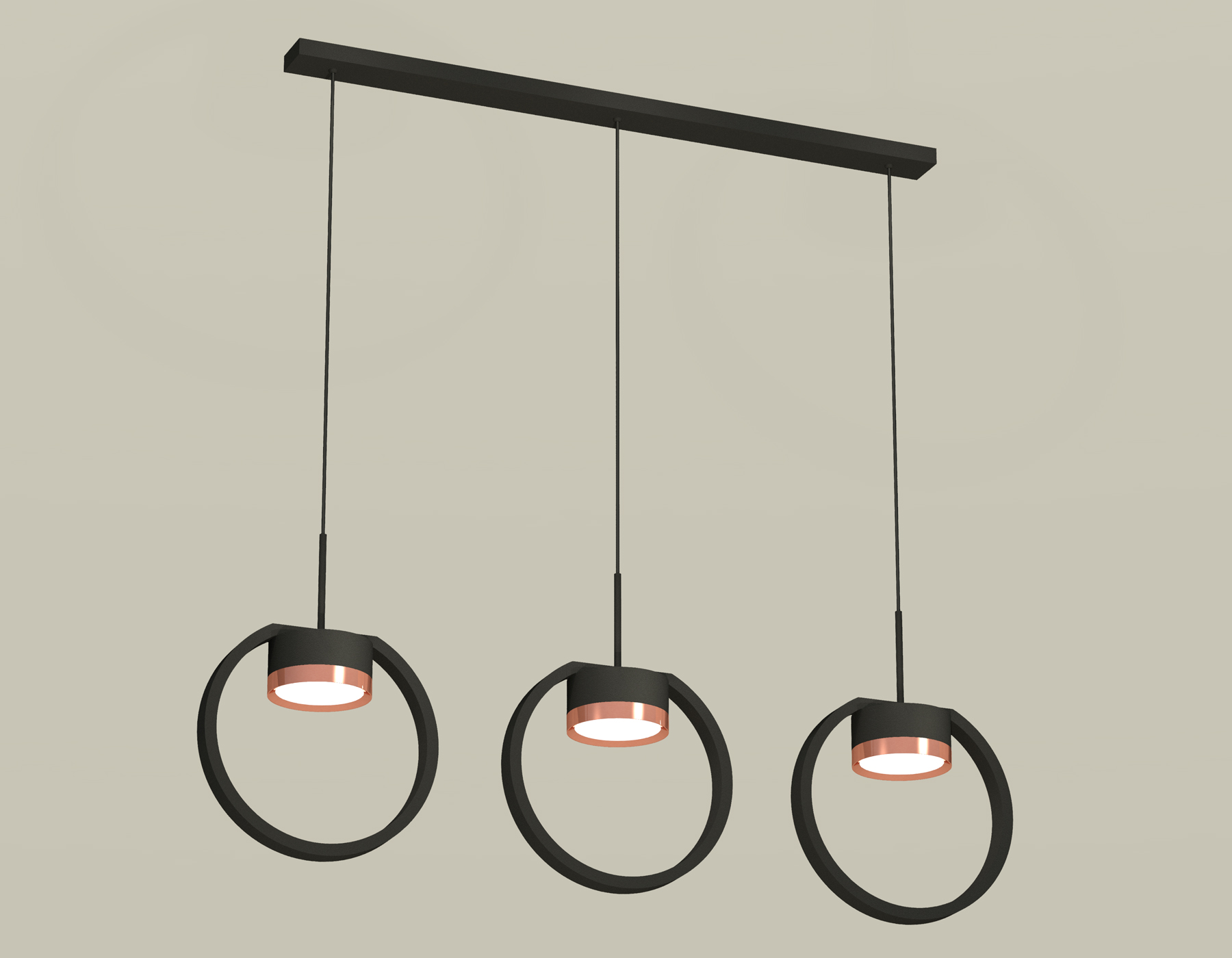 Комплект подвесного светильника XB9107104/3 SBK/PPG черный песок/золото розовое полированное GX53 (C9107, N8126)