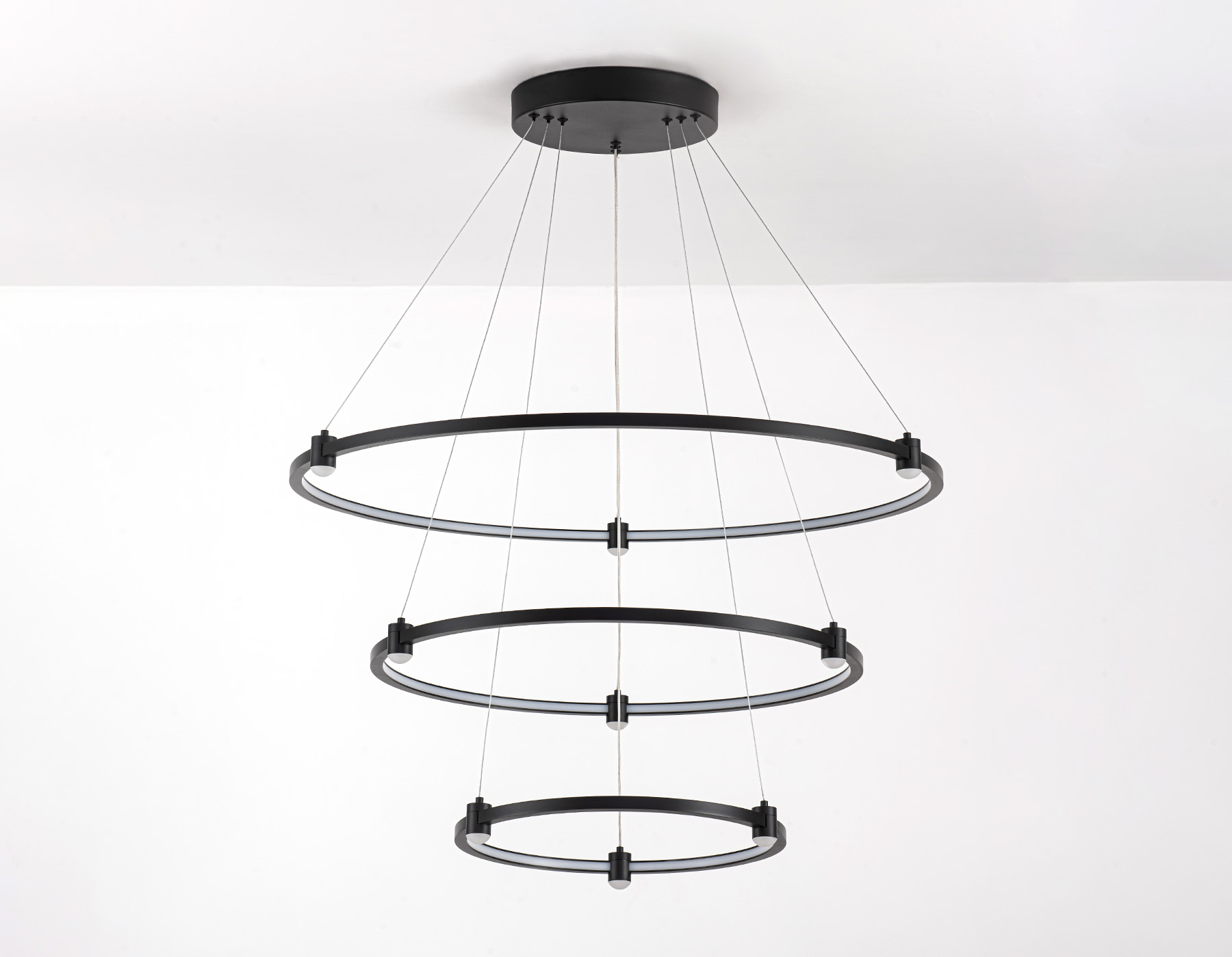 Подвесной светодиодный светильник FL5514/3+9 BK черный 90W 3000K/4200K/6400K D800/600/400*1300 (без ПДУ)