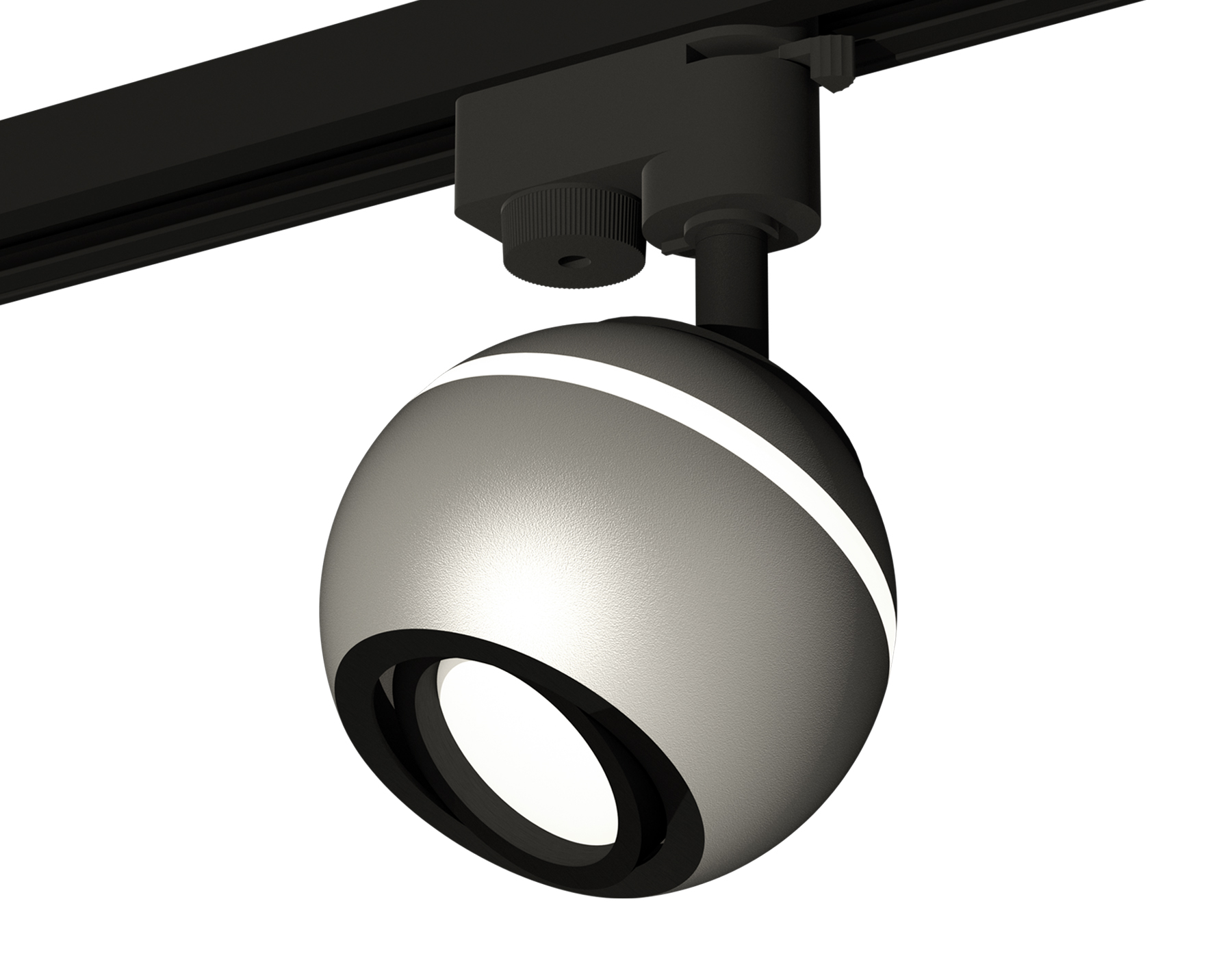 Комплект трекового однофазного светильника с подсветкой XT1103001 SSL/PBK серебро песок/черный полированный MR16 GU5.3 LED 3W 4200K (A2521, C1103, N7002)