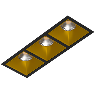 Встраиваемый светильник под сменную лампу Ledron RISE KIT3 Black-Gold (2468)