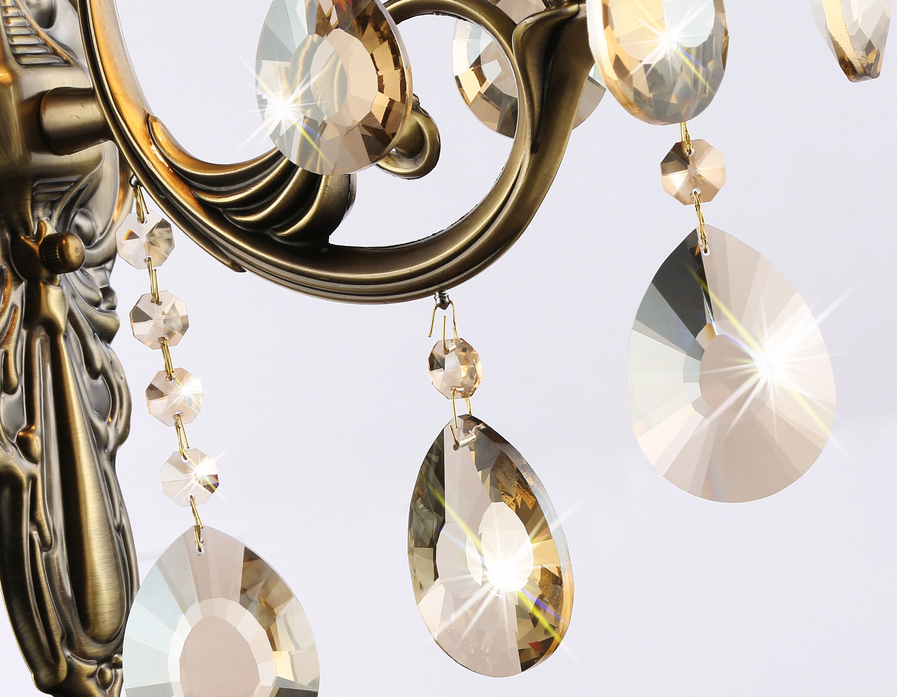 Настенный светильник с абажуром и хрусталем TR4578 SB/WH бронза/белый E14 max 40W 405*130*230