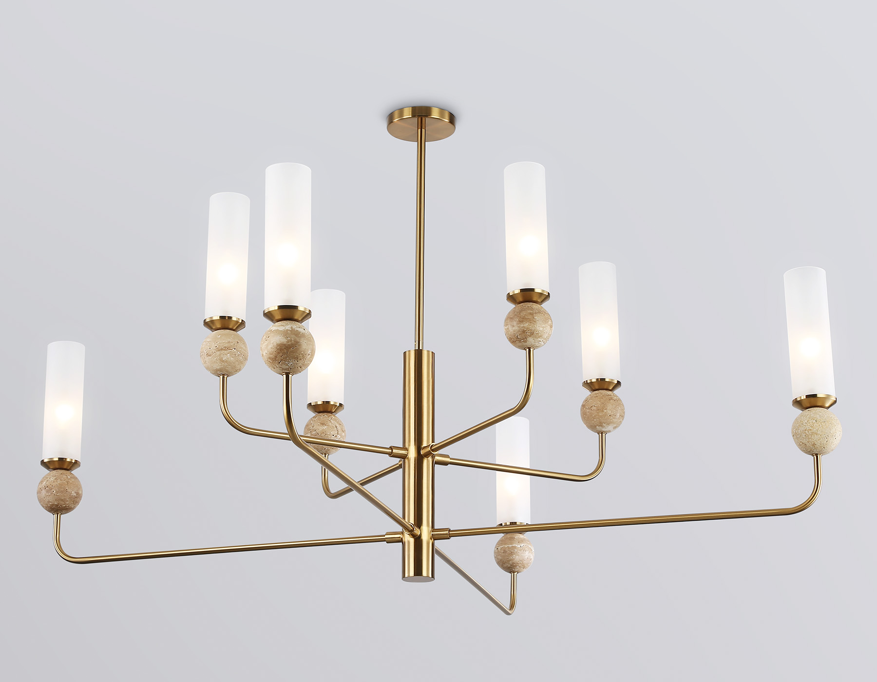 Люстра на штанге с мрамором LH53252/8 BS/FR латунь/белый матовый E14*8 max 40W D1260*1445