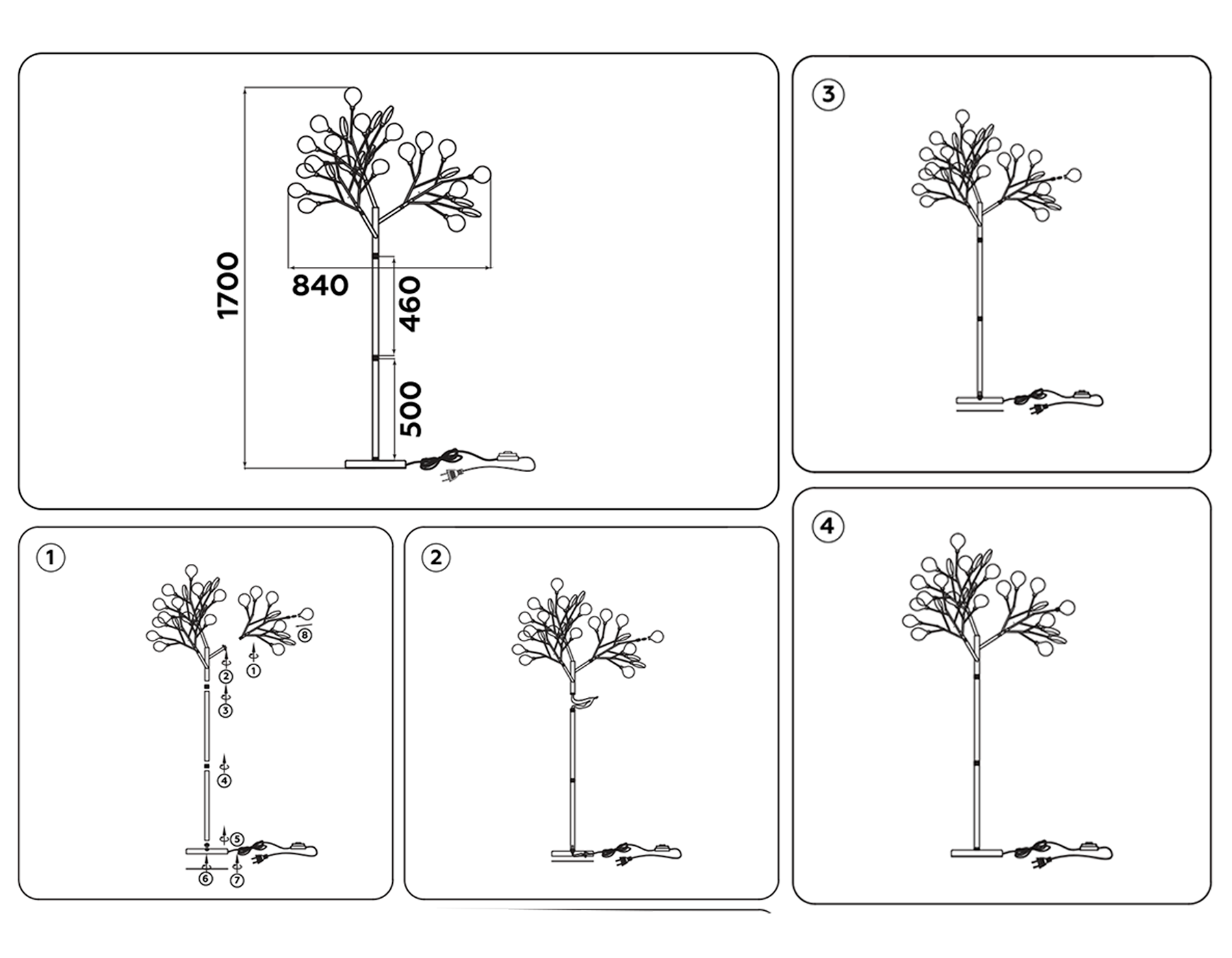 Напольный телескопический светильник со сменной лампой TR3029/27 WH/CH белый/хром G4/27 max 20W D840*1700