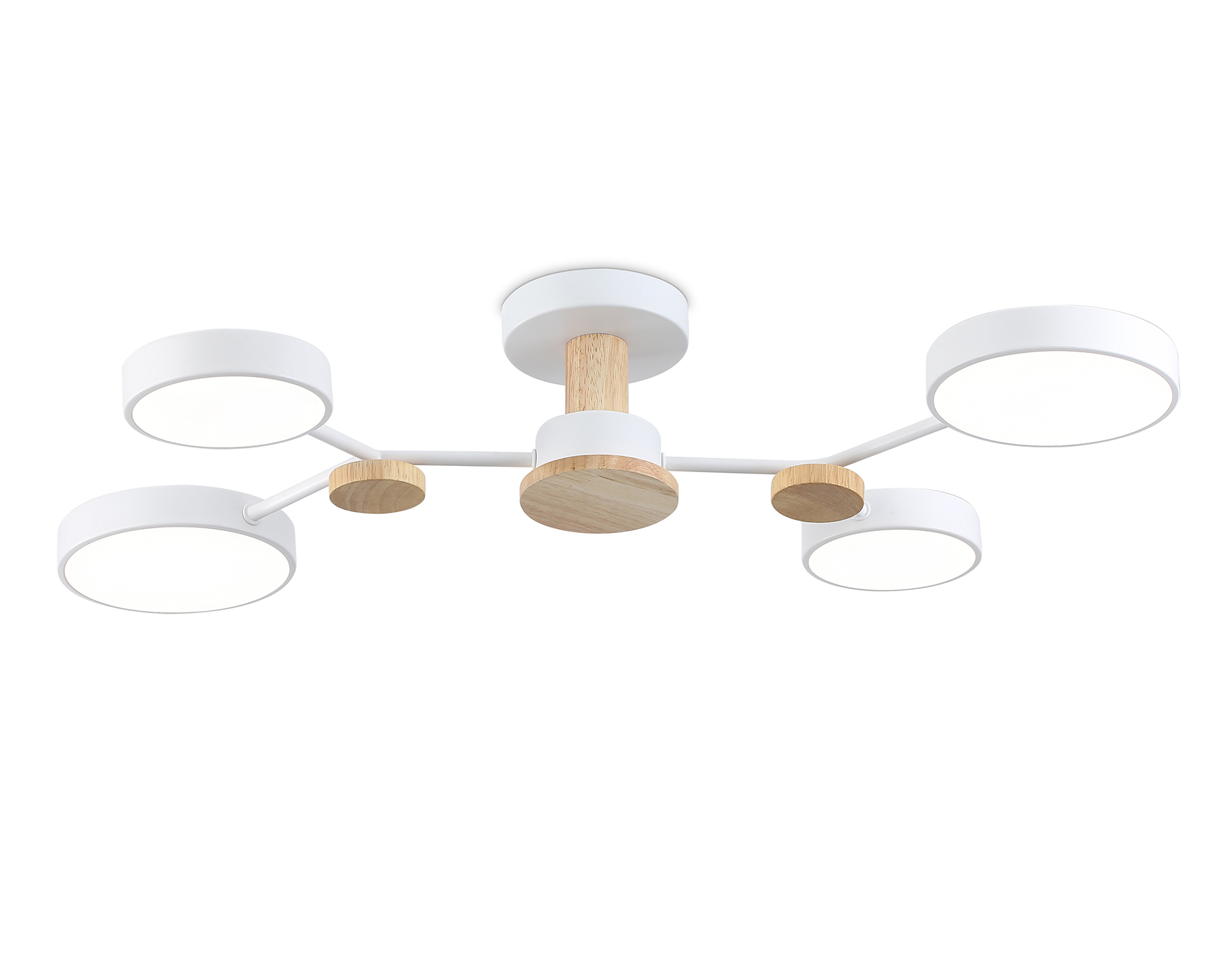 Люстра светодиодная на штанге FL4858/4 WH/WD белый/дерево 60W 3000-6000K 700*400*120 (без ПДУ)