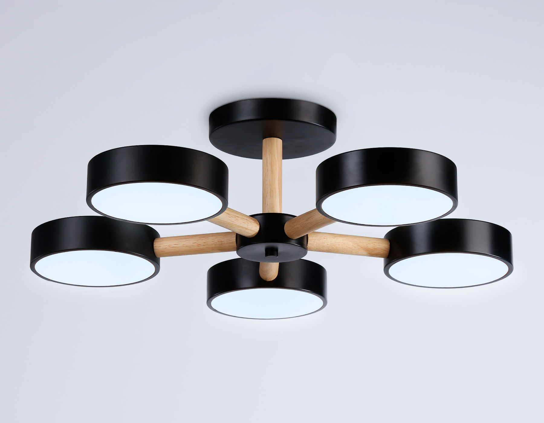 Подвесной светодиодный светильник с пультом FL4828/5 BK черный 3000K-6400K 65W D580*160 (ПДУ ИК)