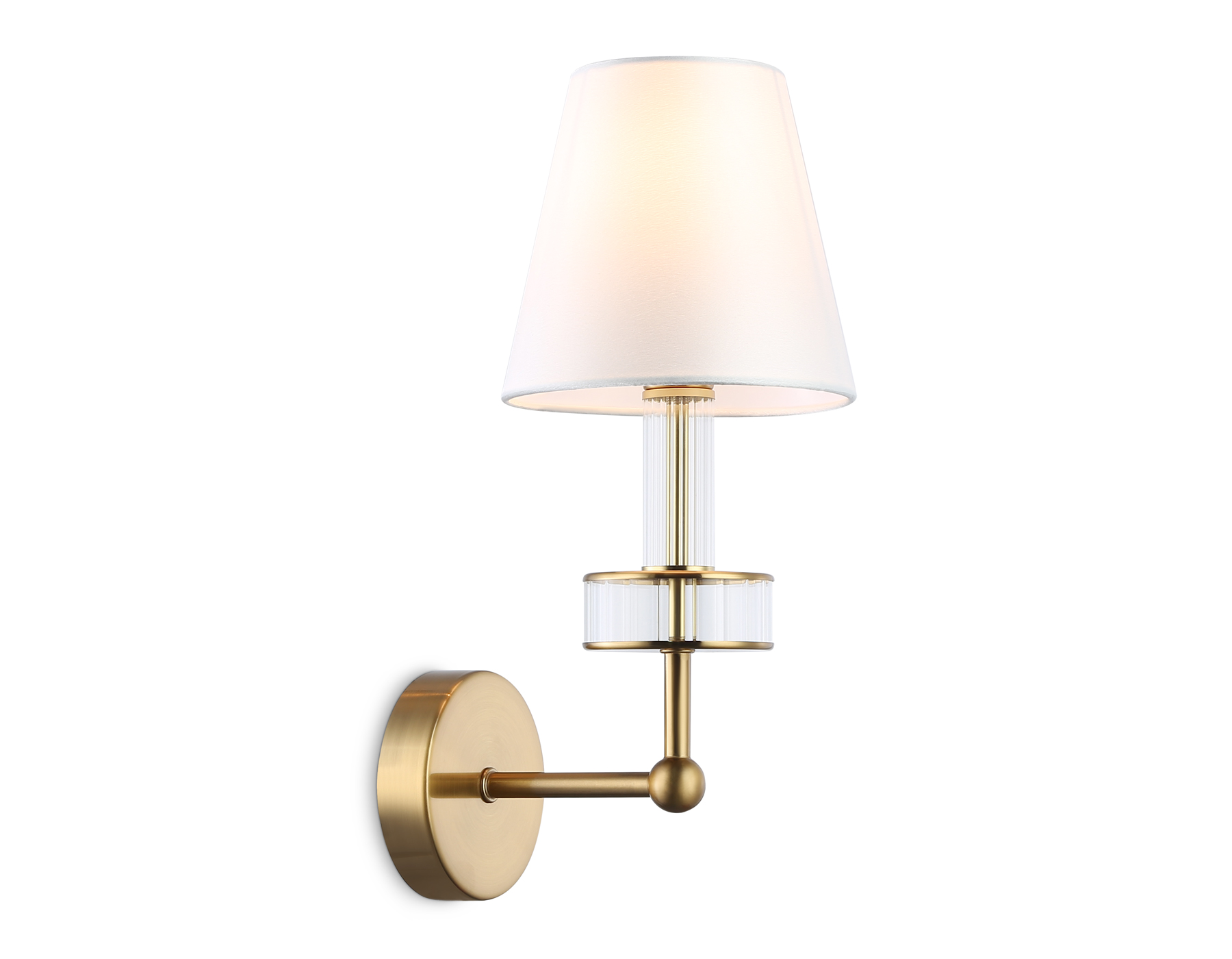 Настенный светильник с абажуром и хрусталем LH71025 BS/WH латунь/белый E14 max 40W 210*150*355