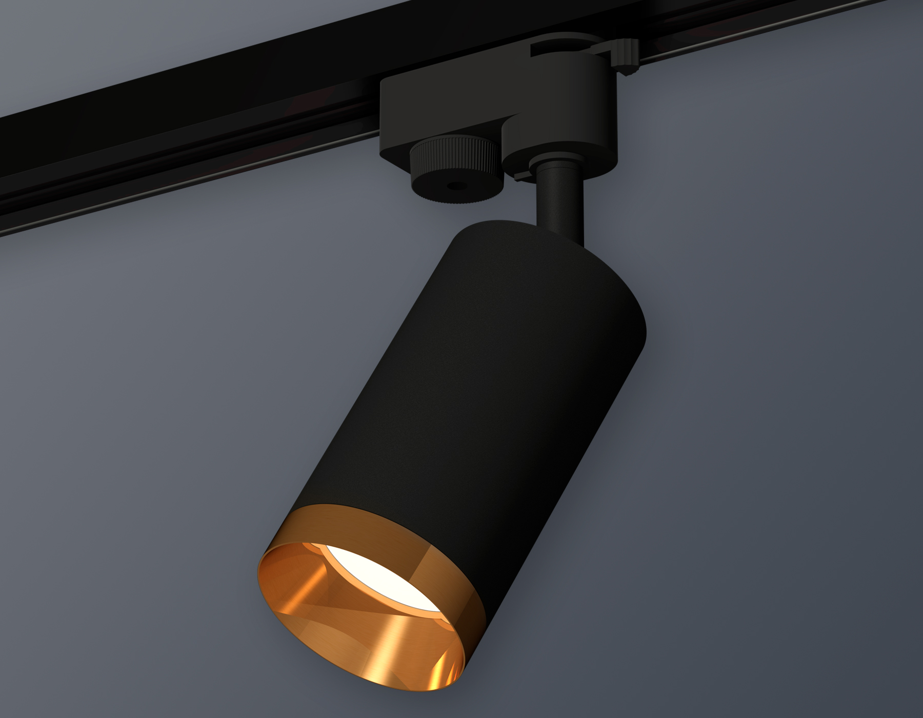 Комплект трекового однофазного светильника XT6323064 SBK/PYG черный песок/золото желтое полированное MR16 GU5.3 (A2521, C6323, N6134)