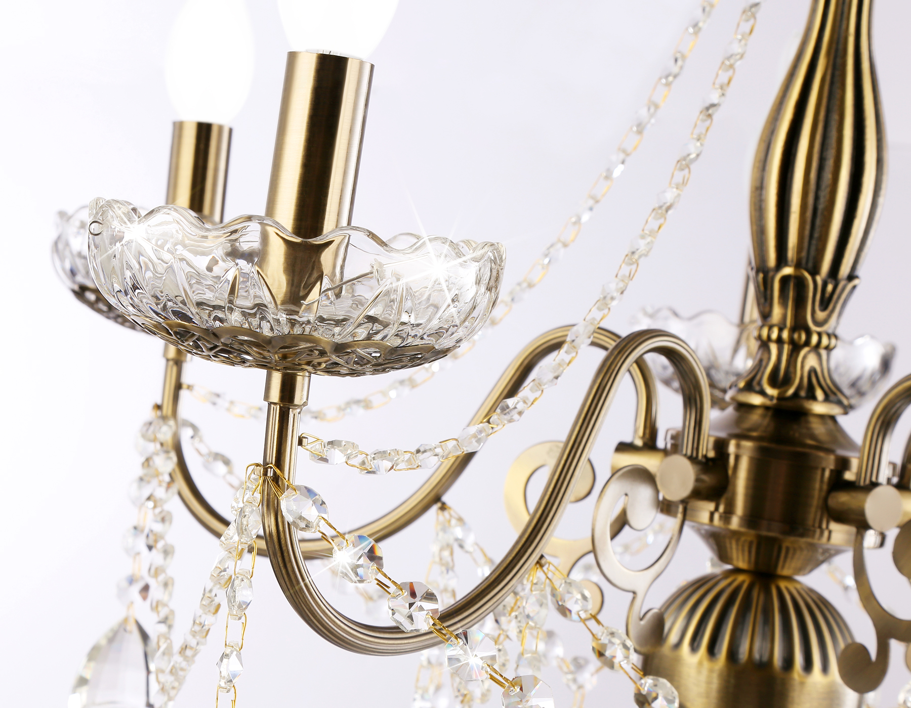 Подвесная классическая люстра с хрусталем TR4949/5 SB/CL бронза/прозрачный E14/5 max 40W D620*585