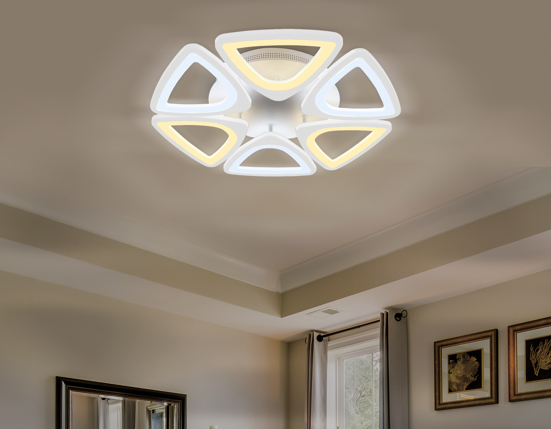 Потолочный светодиодный светильник с пультом FA4494/6 WH белый 4200K/3000K+6400K/6400K+3000K 84W D450*80 (ПДУ ИК)