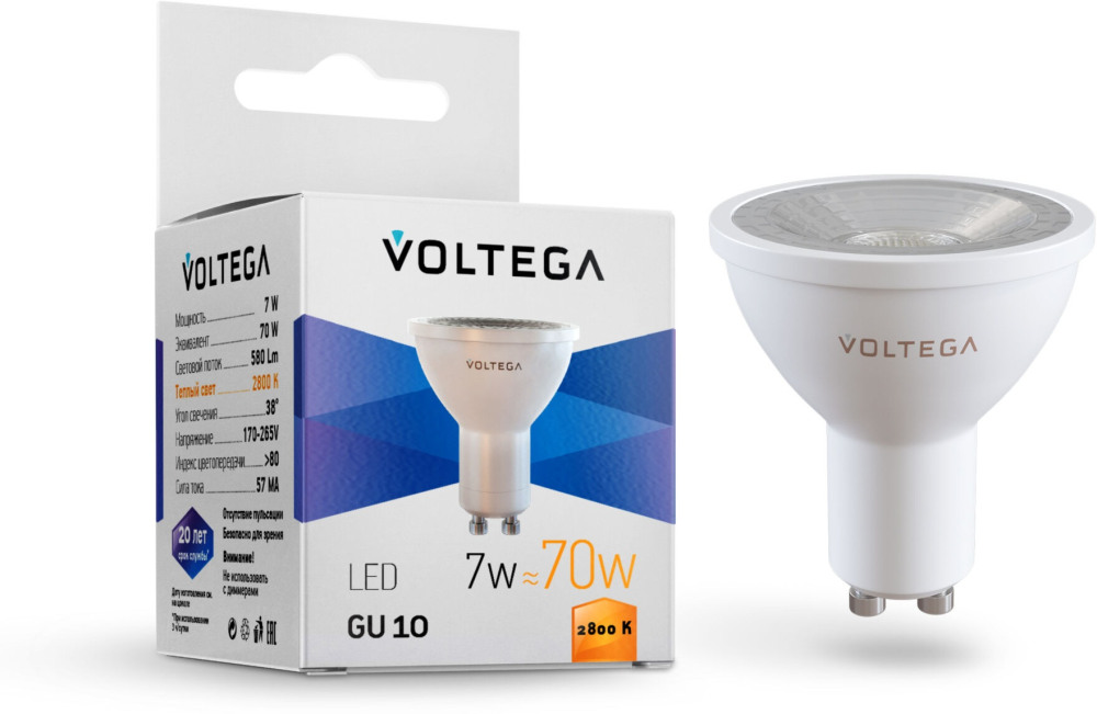 Лампочка светодиодная 2800K 580Lm GU10x7W SIMPLE 7060 (voltega_7060)