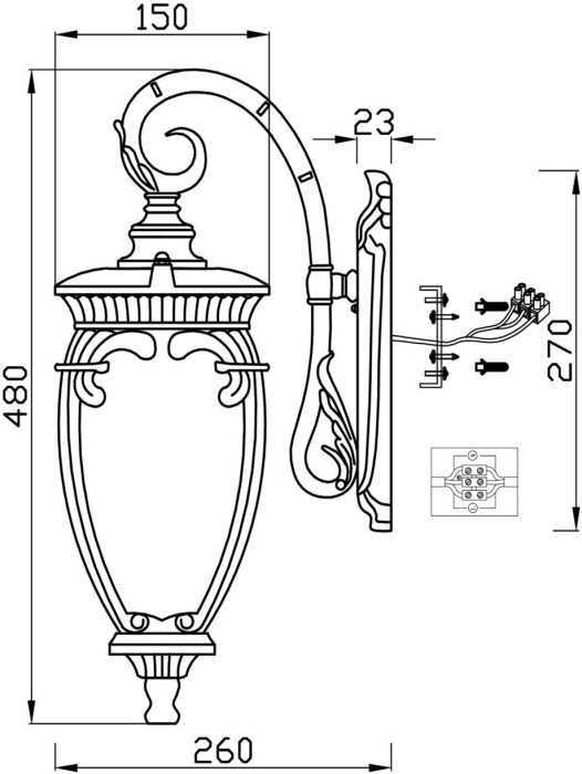 Настенный уличный фонарь IP44 Maytoni Fleur O414WL-01GB (o414wl-01gb)