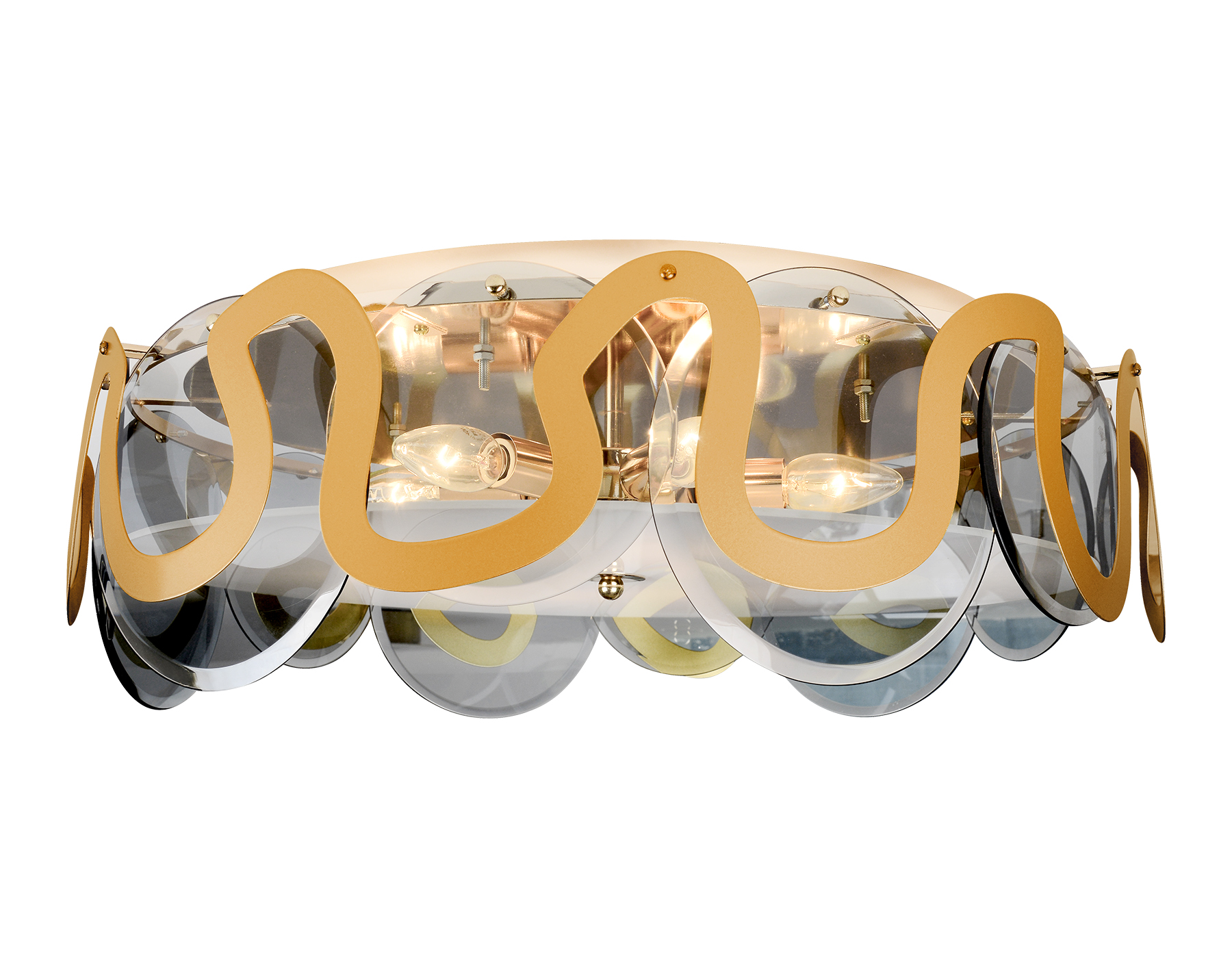 Потолочная люстра с хрусталем TR5328/6 GD/SM/FR золото/дымчатый/белый матовый E14/6 max 40W D606*230