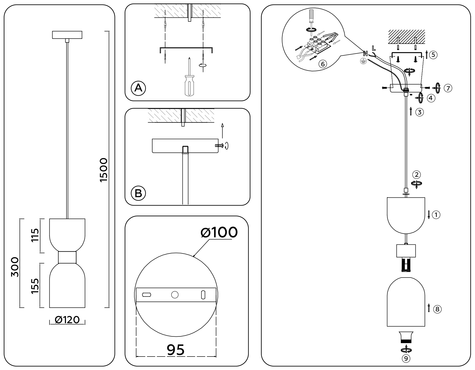 Подвесной светильник LH56091 BS/FR латунь/белый матовый E14 max 60W D120*1500