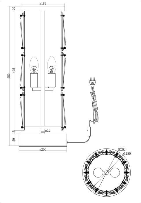 Интерьерная настольная лампа хрустальная с выключателем Puntes MOD043TL-02G (mod043tl-02g)
