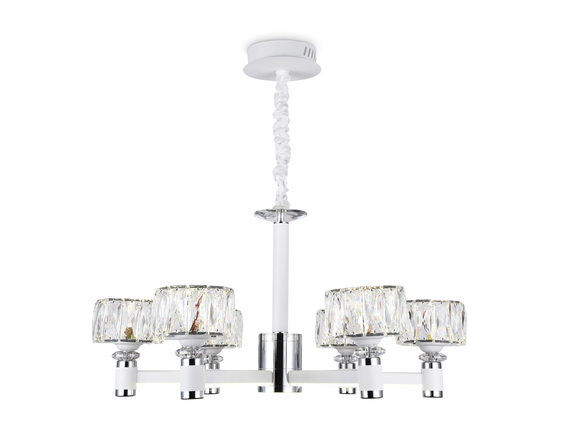 Подвесная светодиодная люстра TR4518/6 WH/CH белый/хром 120W D730*370 (Без ПДУ)