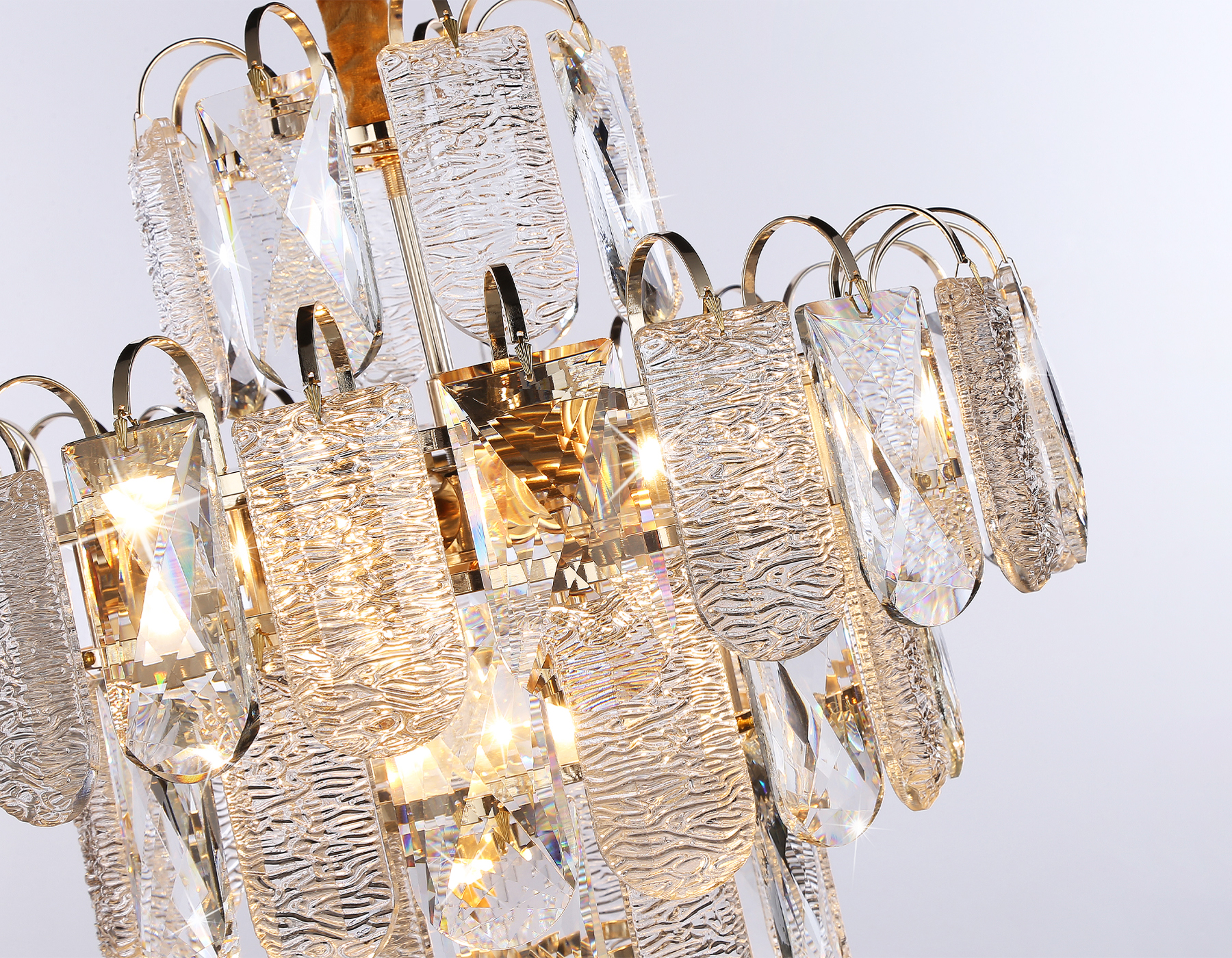 Подвесная люстра с хрусталем TR5231/9 SGD/CL/FR золото/прозрачный/белый матовый E27*9 max 40W D500*530