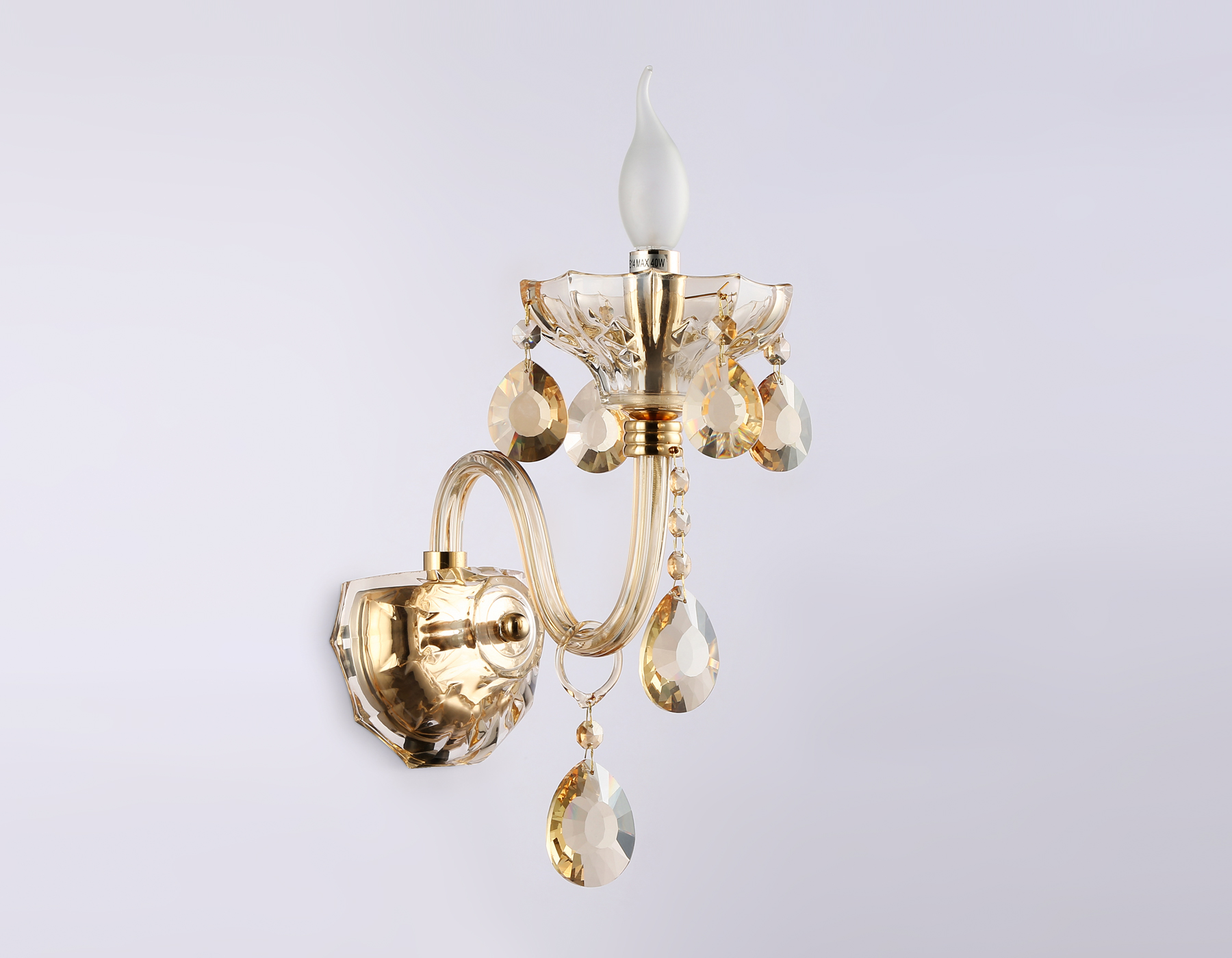 Настенный классический светильник с хрусталем TR4912 GD/TI золото/янтарь E14 max 40W 294*160*246