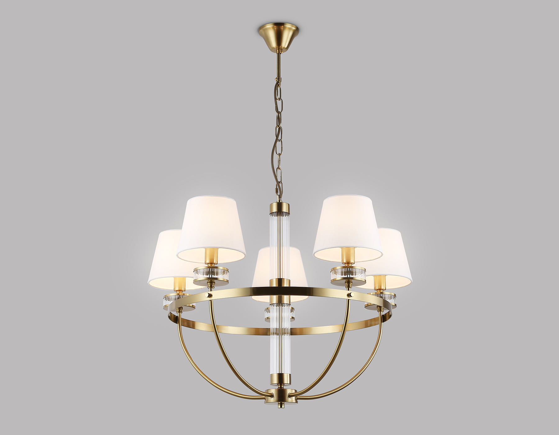 Подвесная люстра с абажурами LH71251/5 BS/WH латунь/белый E14/5 max 40W D700*990