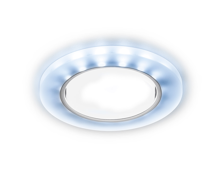 Встраиваемый точечный светильник GX53 с LED подсветкой G214 CL/CH/CLD хром/прозрачный GX53+3W(LED COLD)