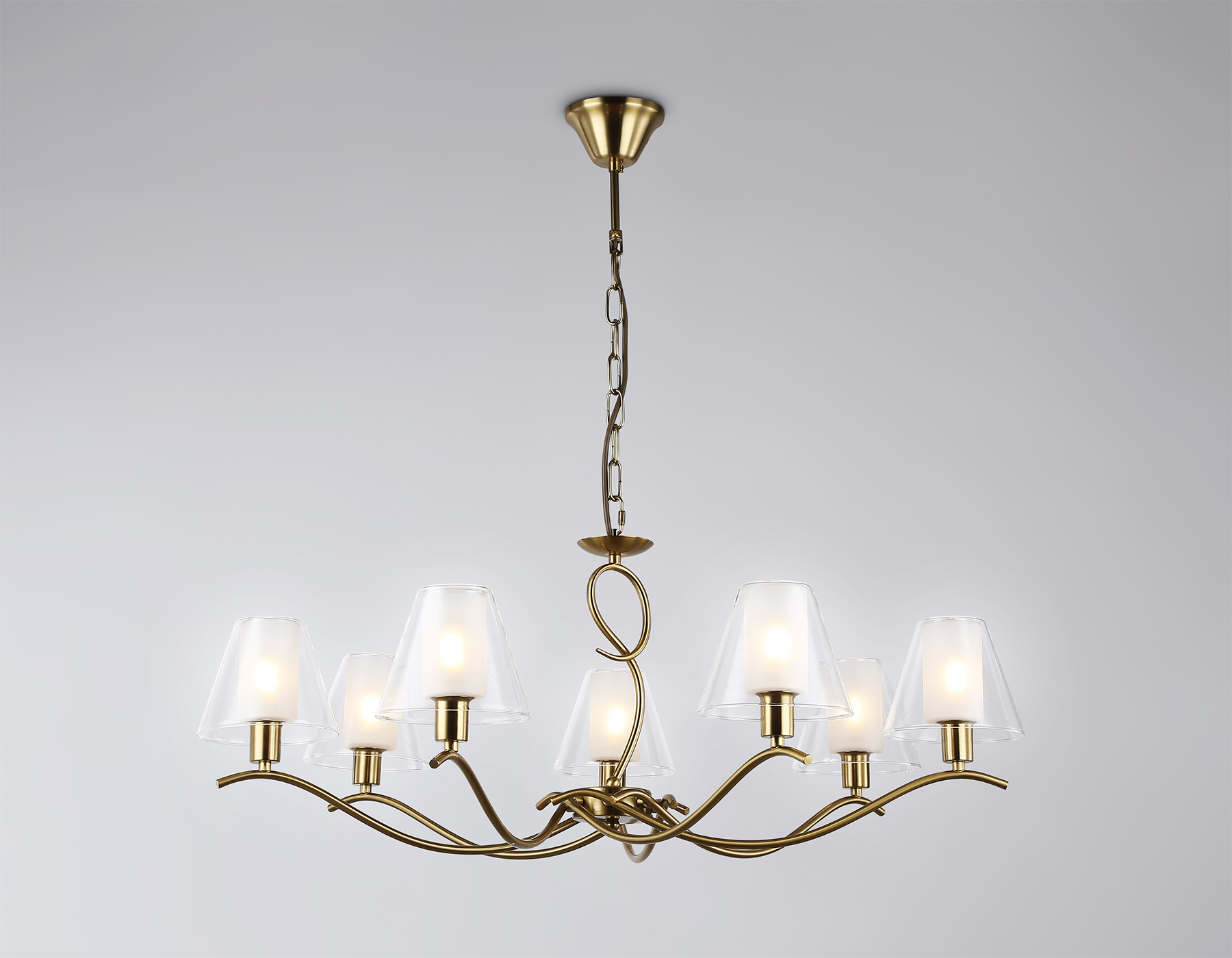 Подвесная люстра со стеклянными плафонами LH57093/7 BS/FR латунь/белый матовый E14/7 max 40W D840*790