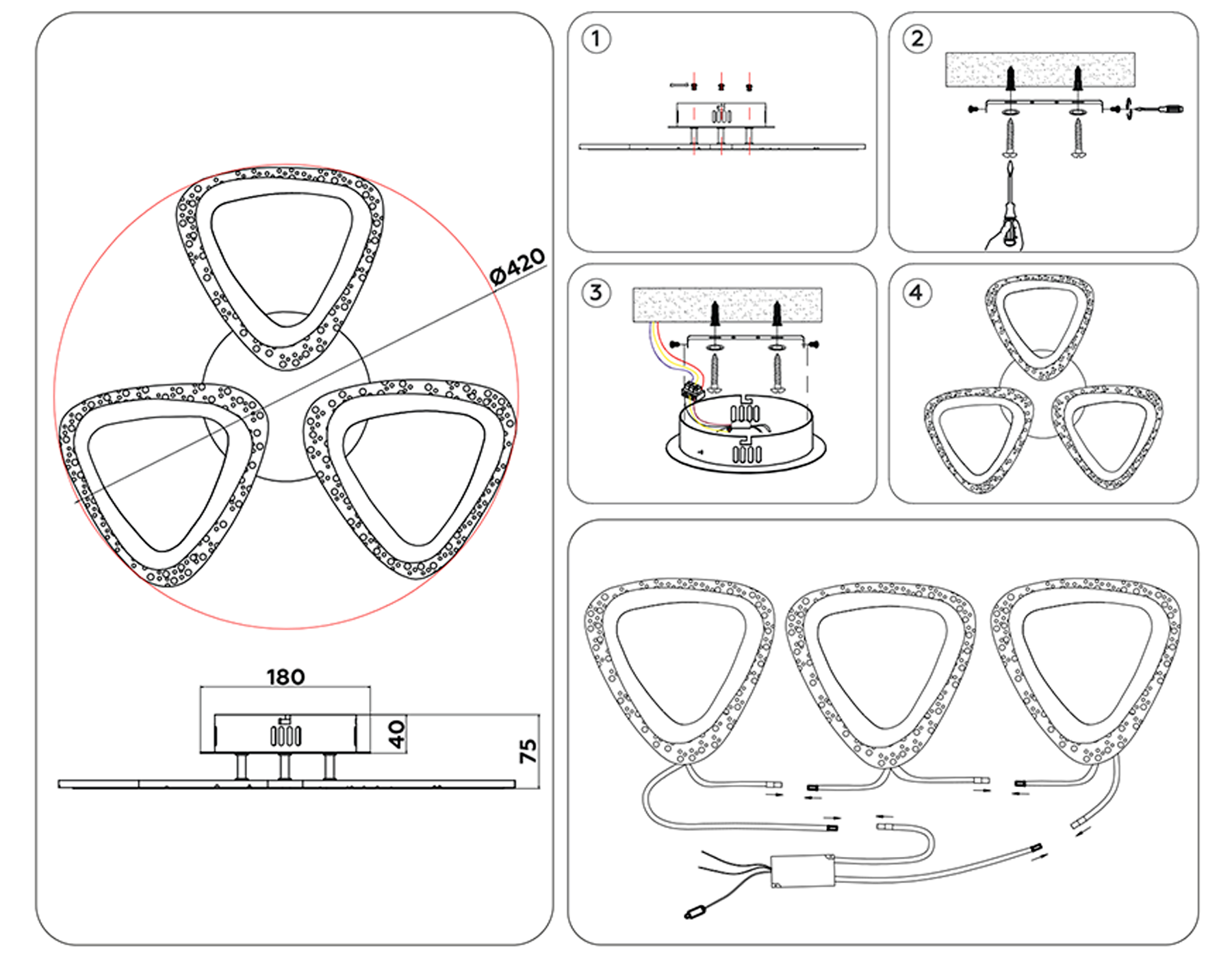 Потолочный светодиодный светильник с пультом FA4508/3 WH белый 30W 4200K/3000K/6400K D420*75 (ПДУ ИК)