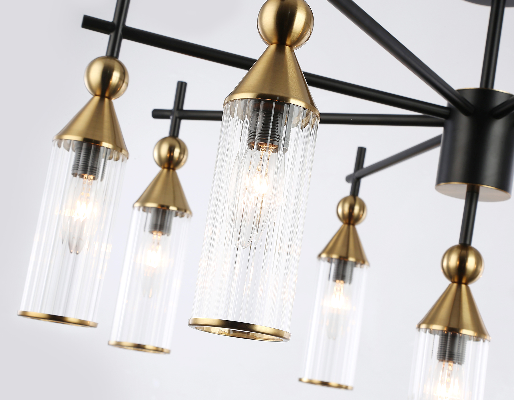 Люстра на штанге LH55258/9 BK/BS/CL черный/латунь/прозрачный E14*9 max 40W D770*530